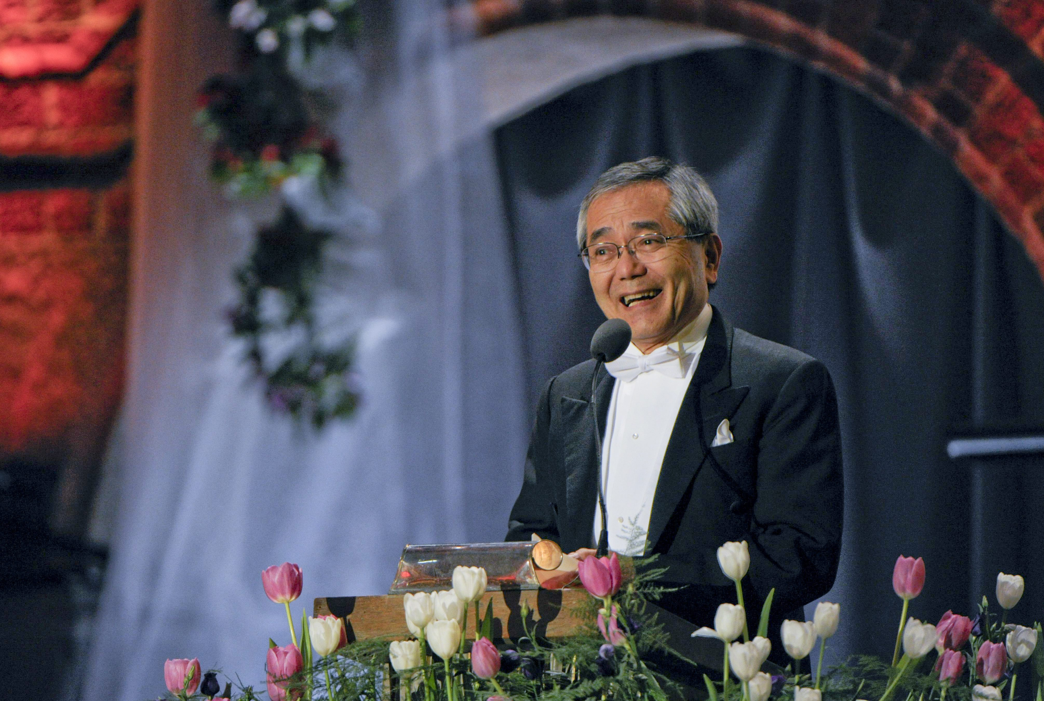 Nobel Chemistry laureate Negishi of Japan speaks at the Nobel banquet in Stockholm City Hall