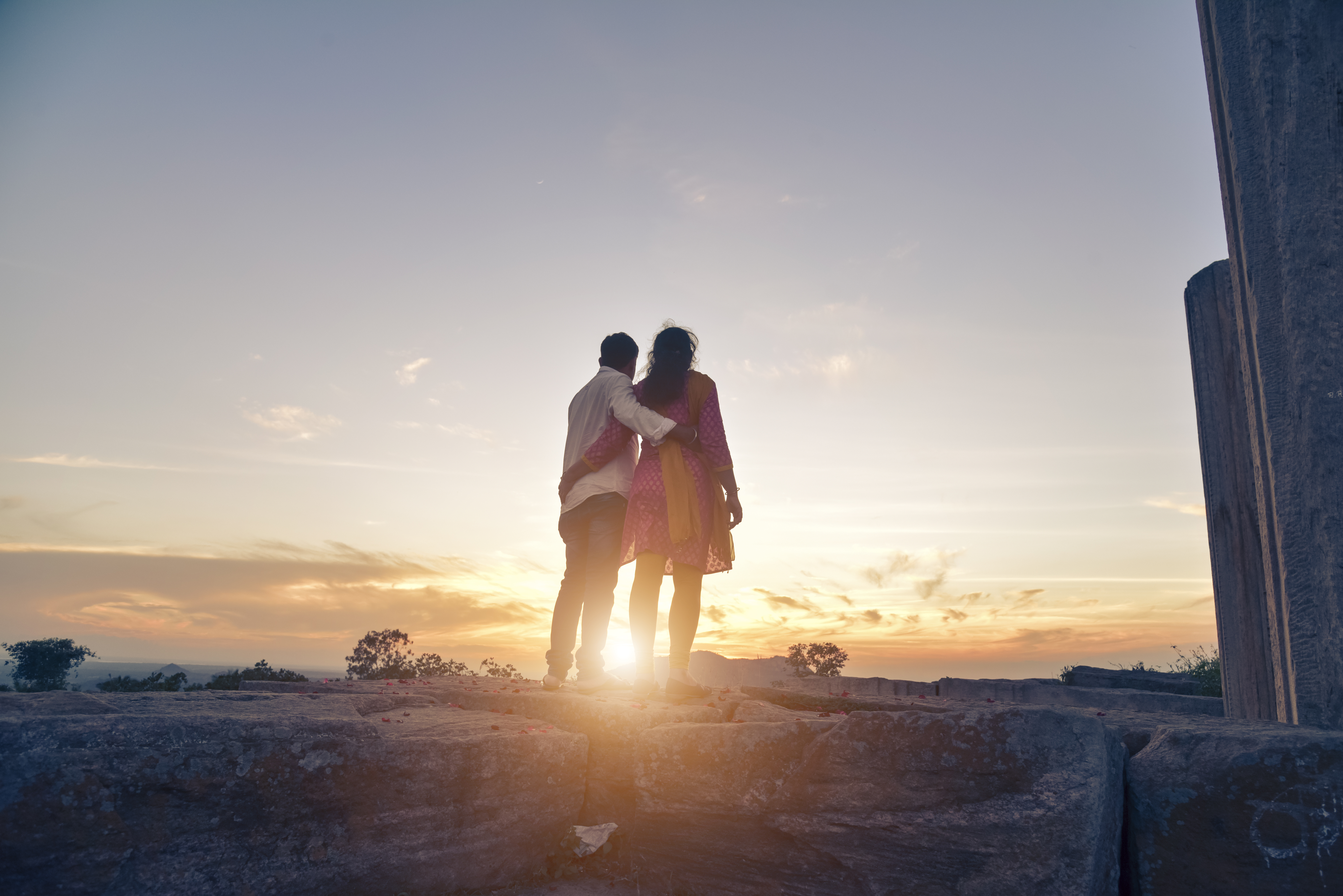 Couple Hugging From Behind
