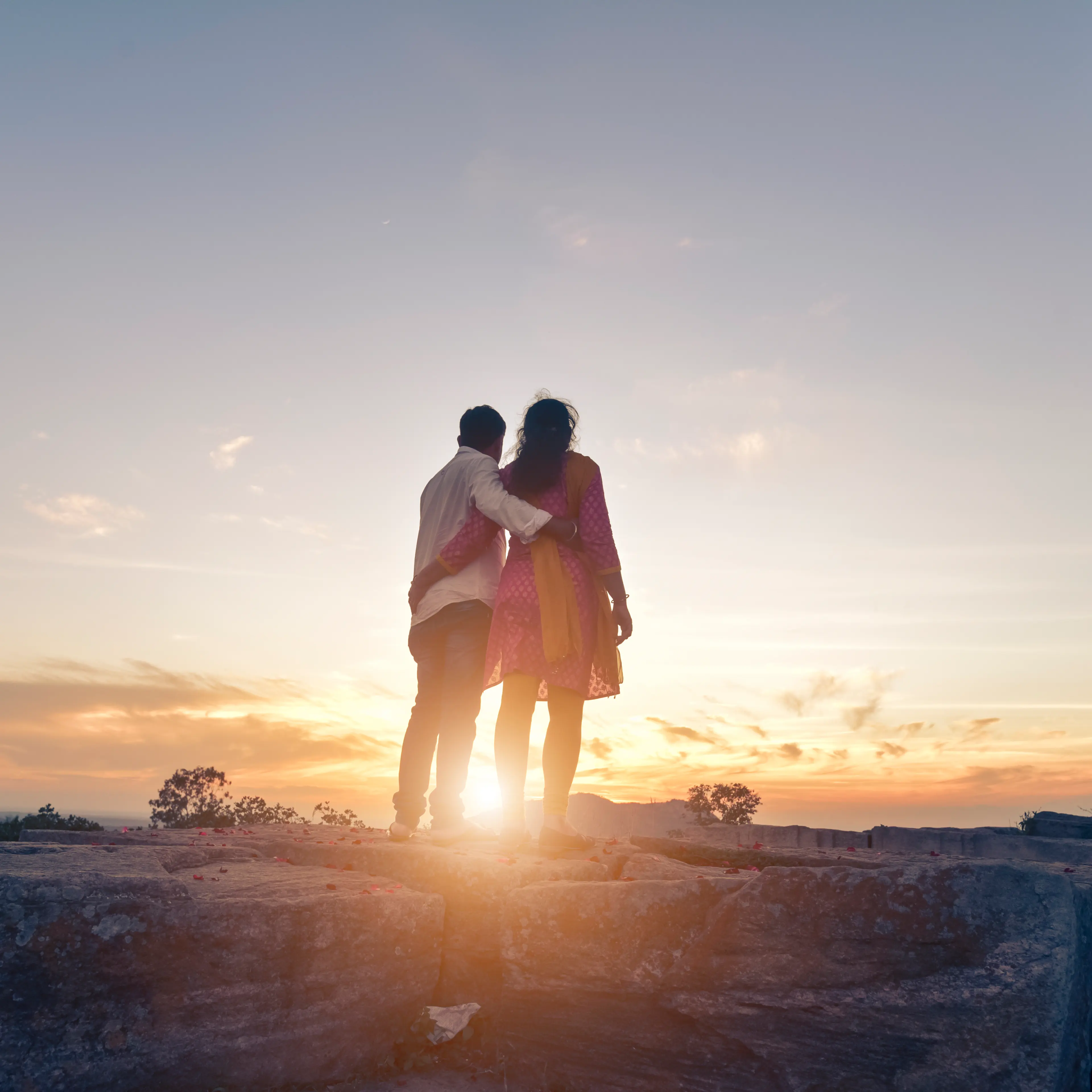 Couple Hugging From Behind