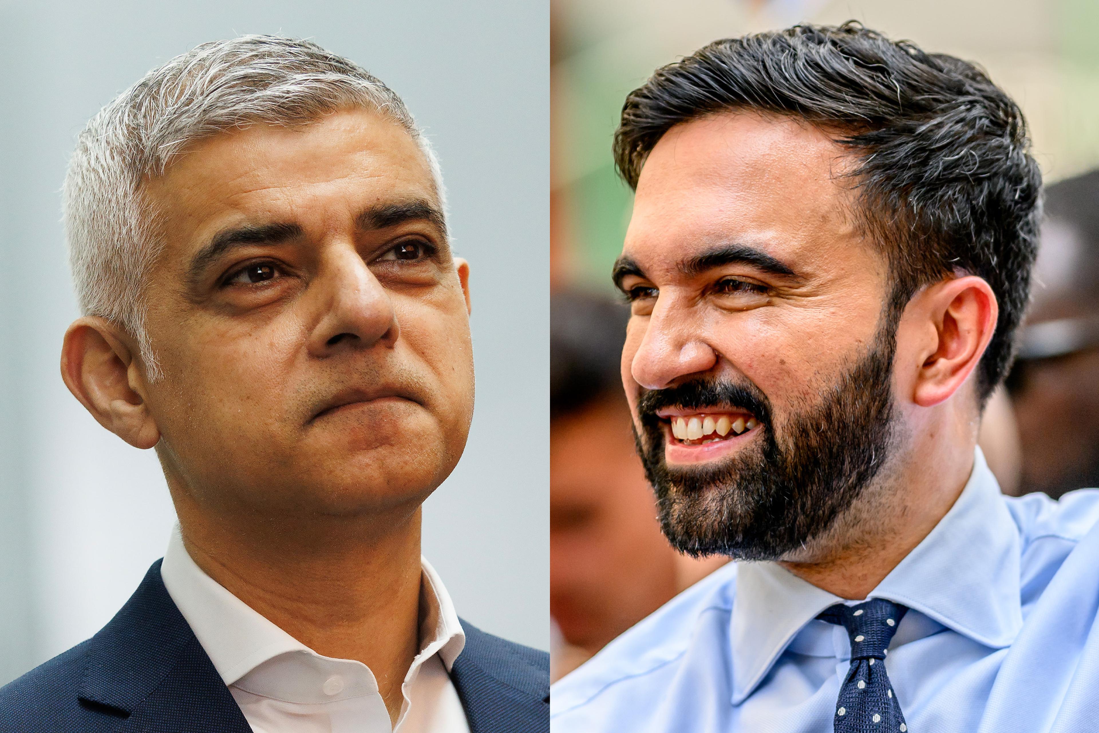 London Mayor Sadiq Khan and New York Mayoral candidate Zohran Mamdani.