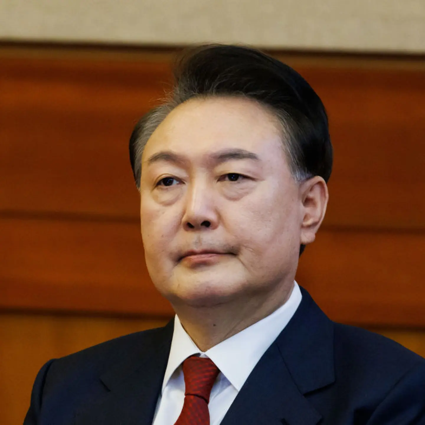 Yoon Suk Yeol, South Korea's president, attends a hearing for his impeachment trial at the Constitutional Court in Seoul, South Korea, on Feb. 13, 2025.