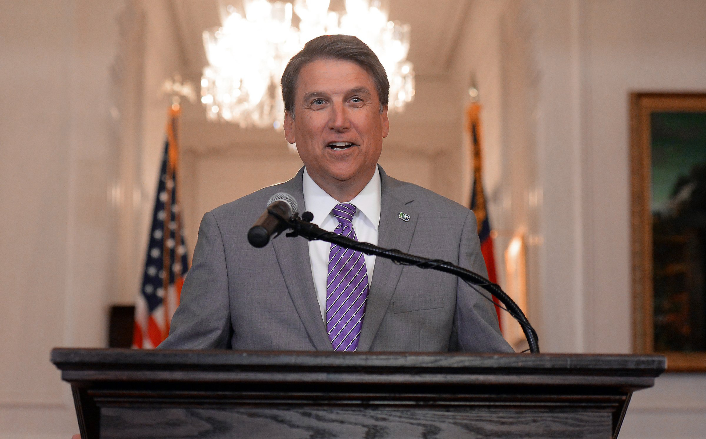 N.C. Gov. Pat McCrory speaks to the media Monday, May 9, 2016.
