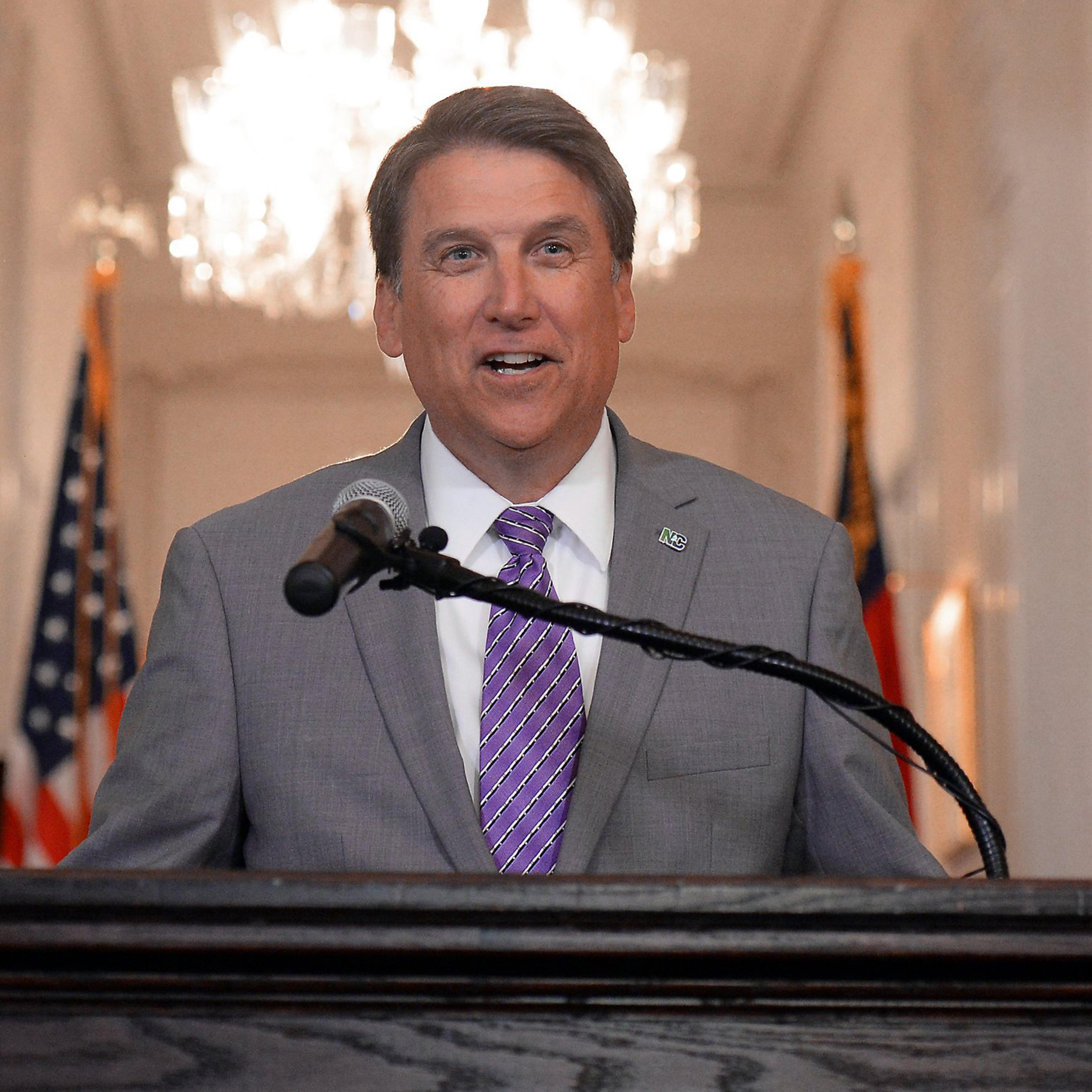 N.C. Gov. Pat McCrory speaks to the media Monday, May 9, 2016.