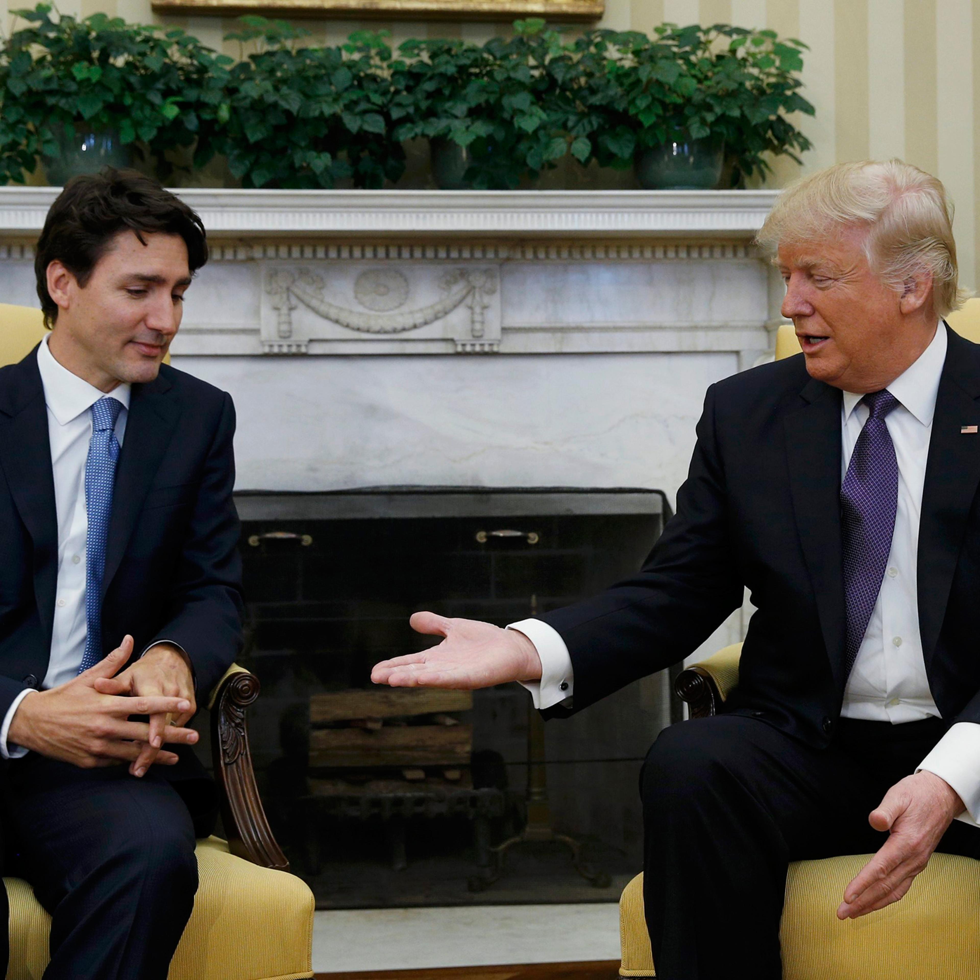 Canadian Prime Minister Justin Trudeau meets with President Donald Trump in the Oval Office at the White House on Feb. 13, 2017.