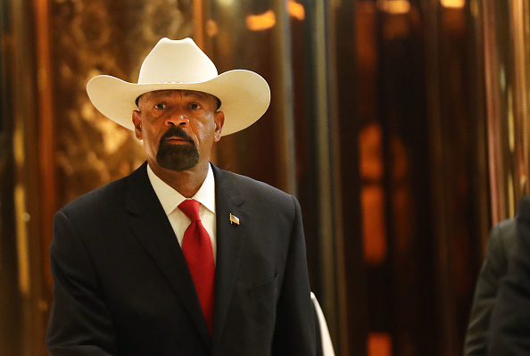 Milwaukee County Sheriff David Clarke leaves Trump Tower on November 28, 2016 in New York City.
