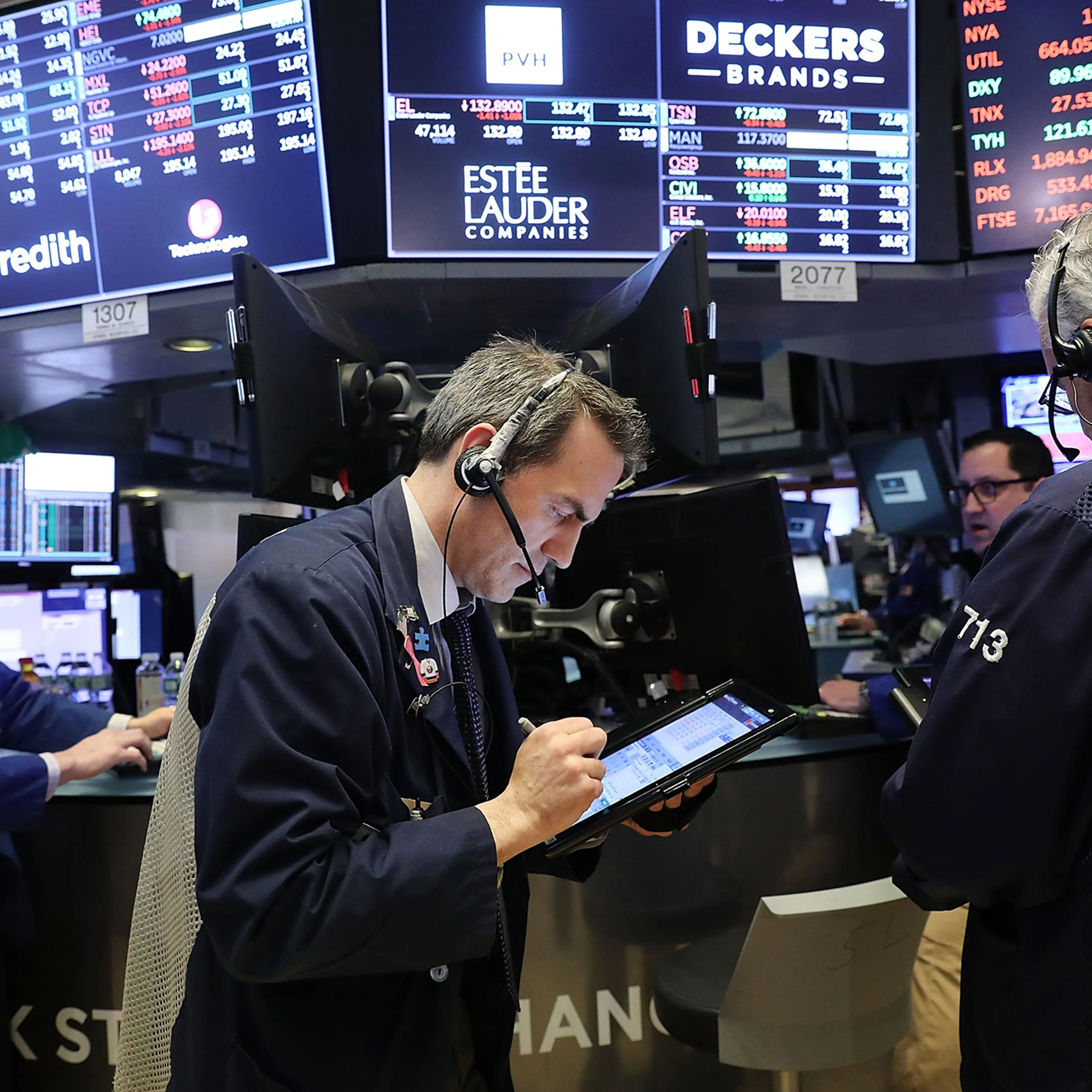 Traders work on the floor of the New York Stock Exchange (NYSE) on Feb. 6, 2018 in New York.