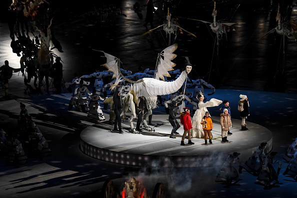 Participants perform during the opening ceremony of the Pyeongchang 2018 Winter Olympic Games