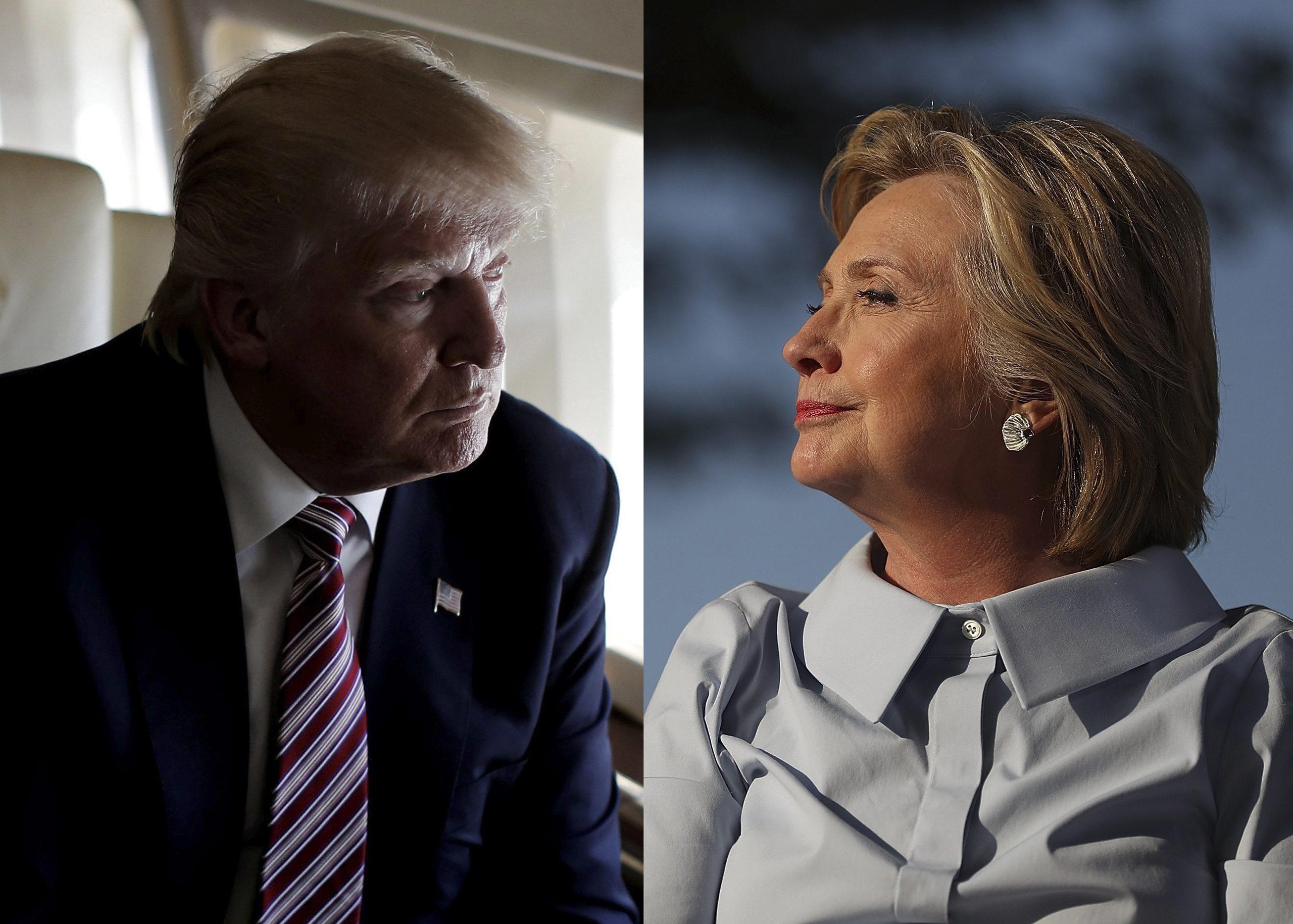 Republican Presidential Nominee Donald Trump, left and Democratic Presidential Nominee Hillary Clinton.