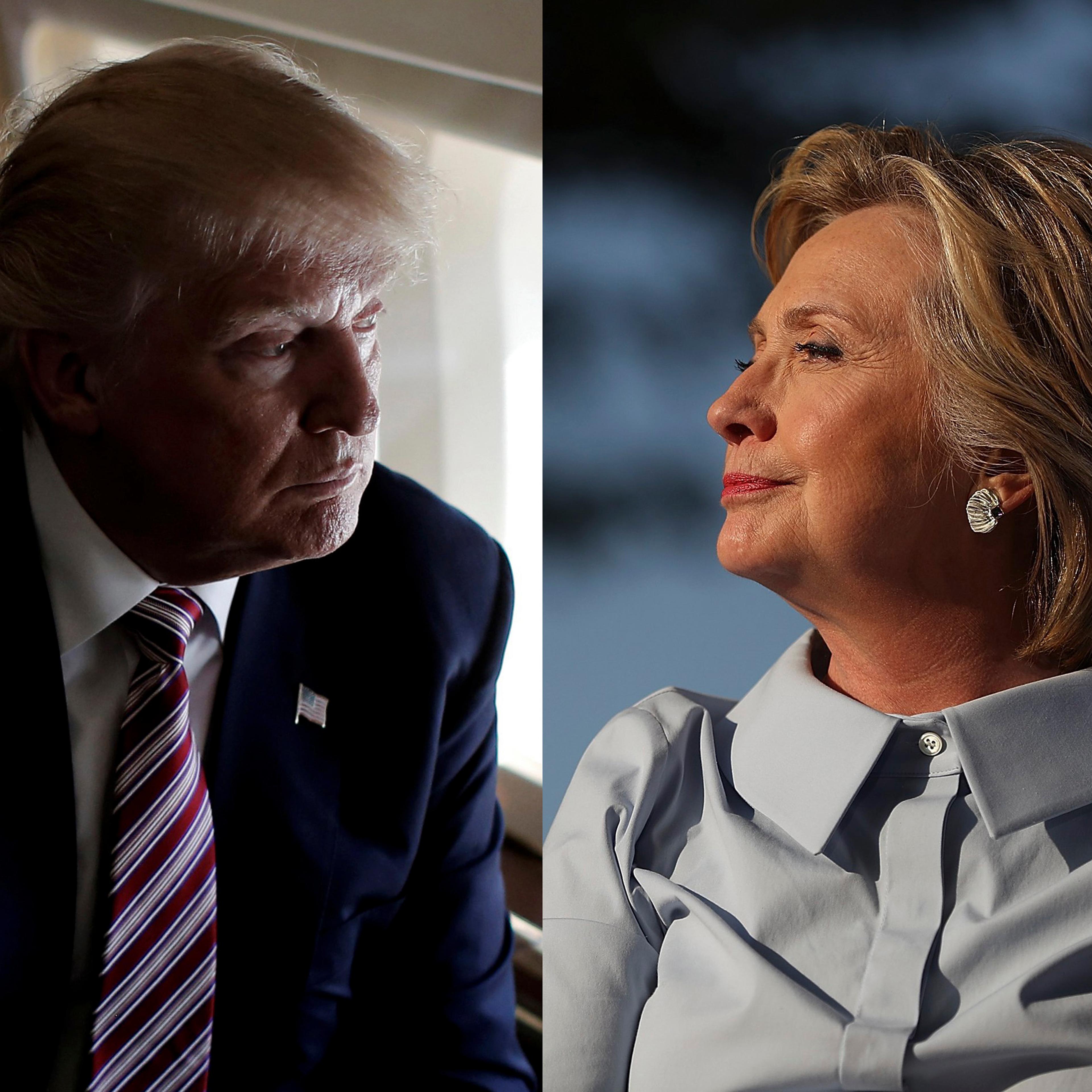Republican Presidential Nominee Donald Trump, left and Democratic Presidential Nominee Hillary Clinton.