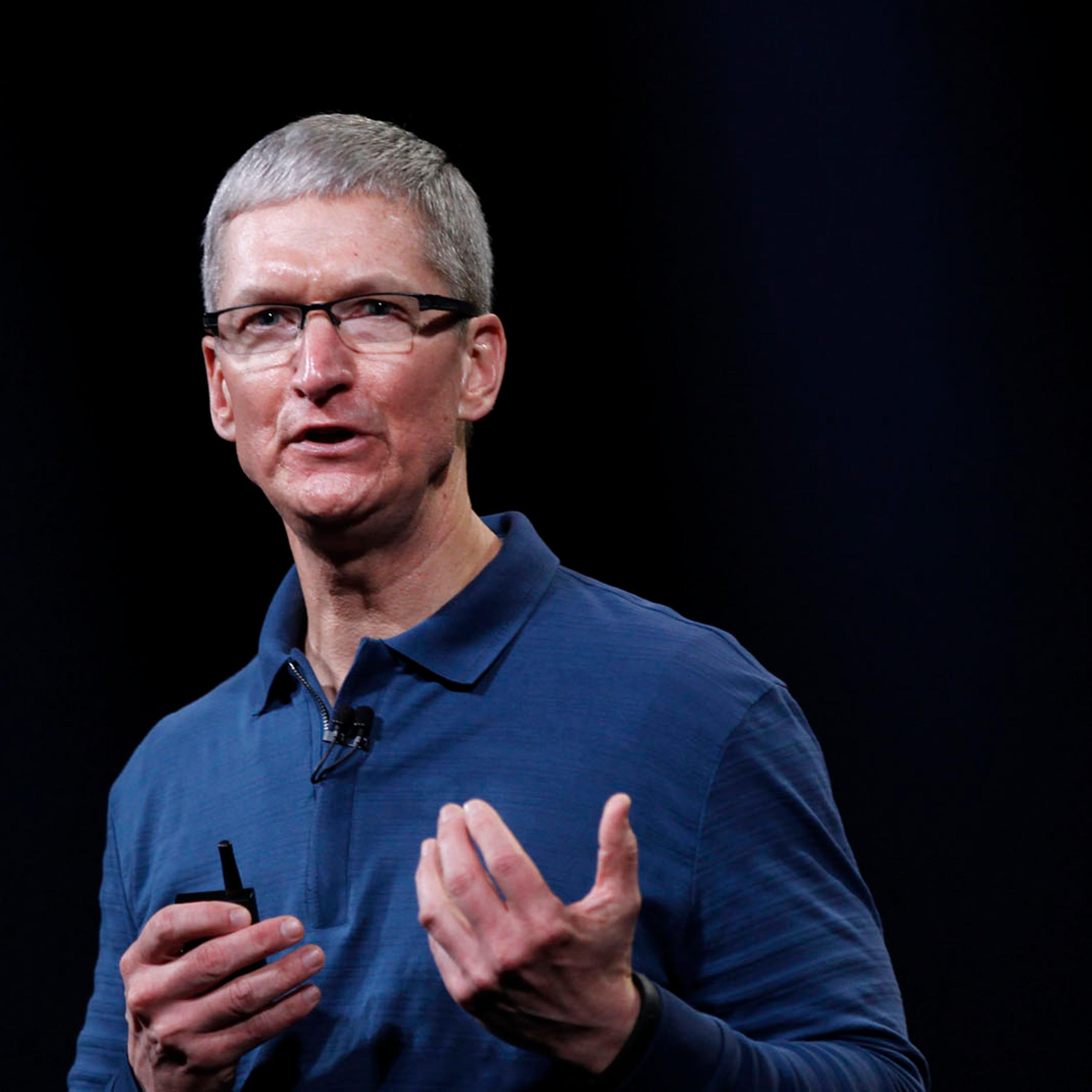 Apple CEO Tim Cook speaks to the audience during an Apple event in San Jose, Calif., on Oct. 23, 2012.