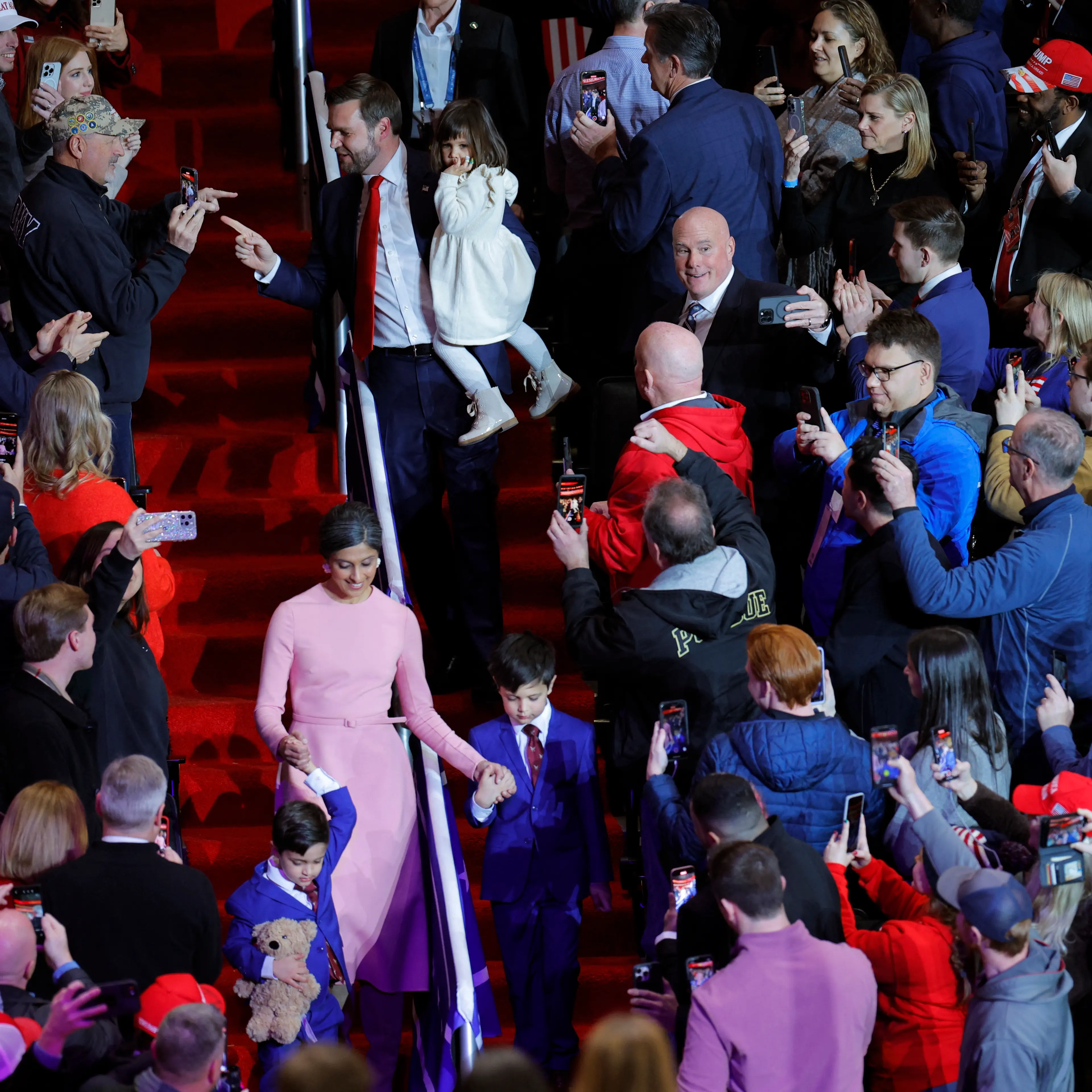 JD Vance and Usha Vance arriving at the inauguration ceremony for Trump's second presidential term