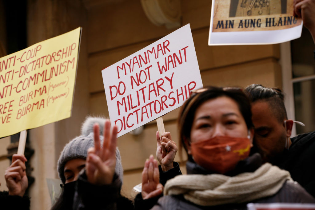 Protest outside Embassy of Myanmar in London