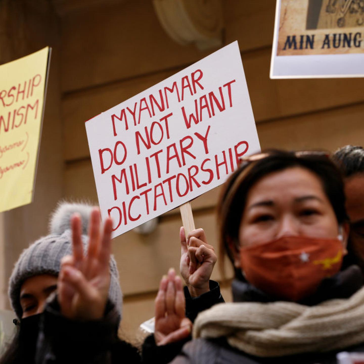Protest outside Embassy of Myanmar in London