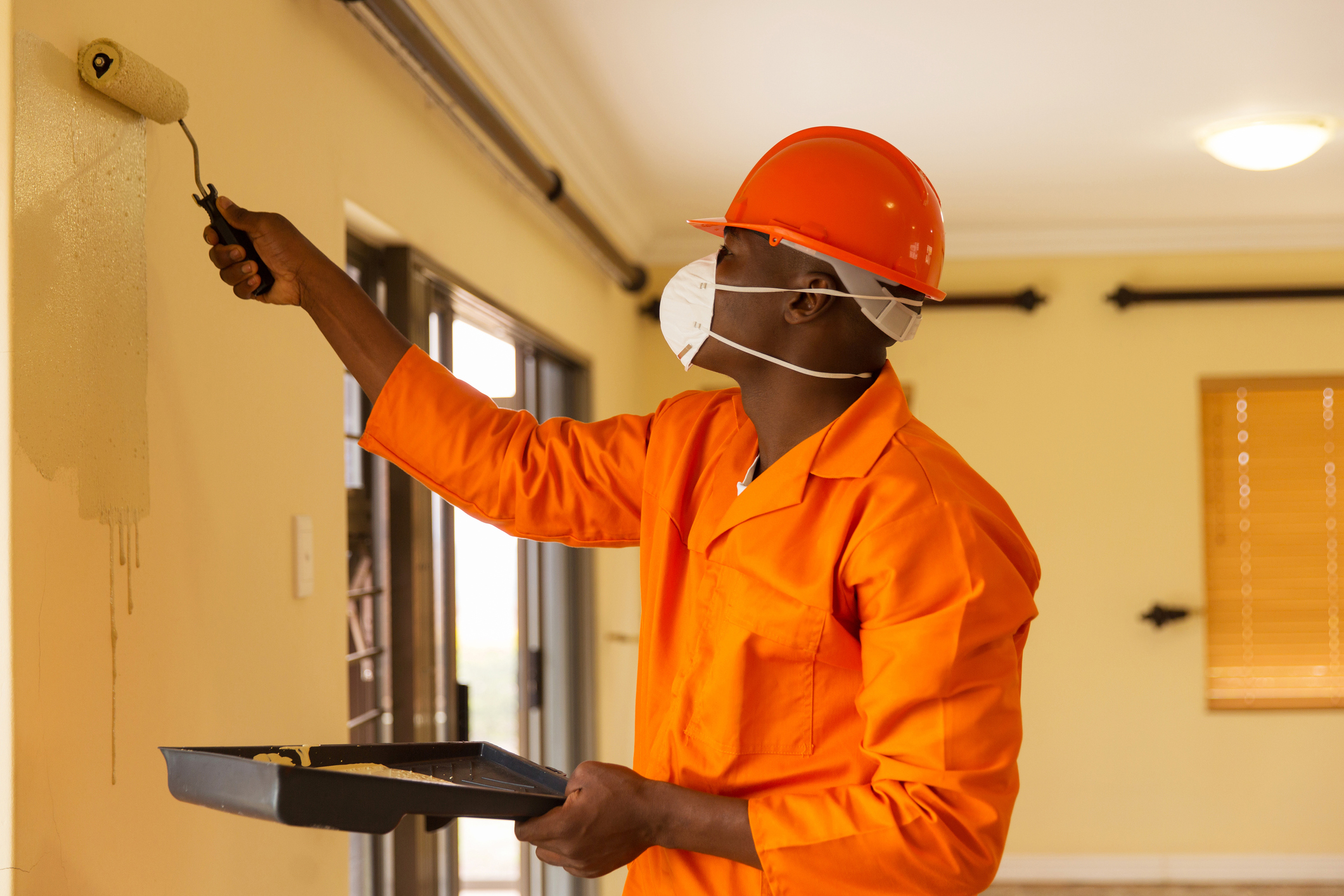 Painter with a mask on