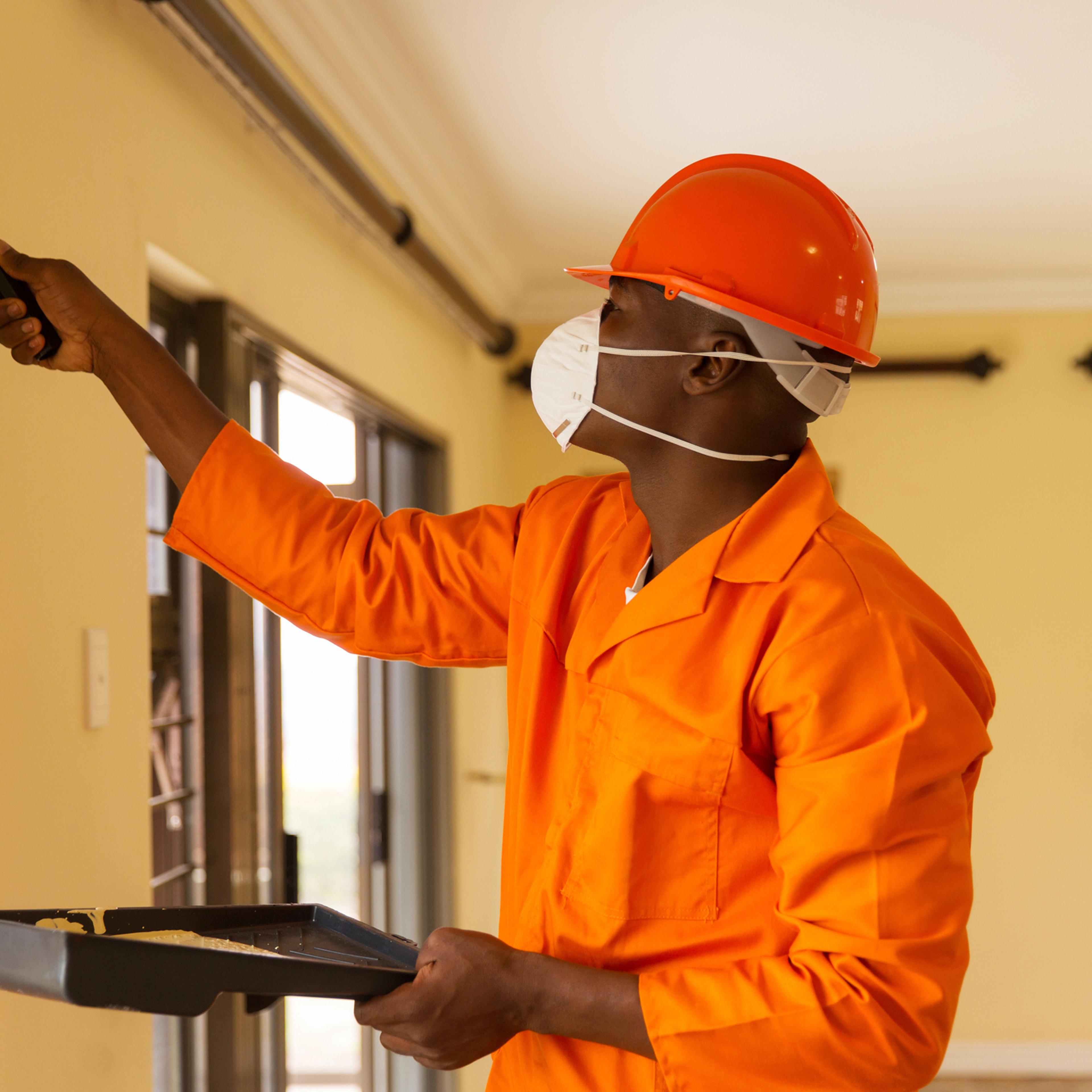 Painter with a mask on