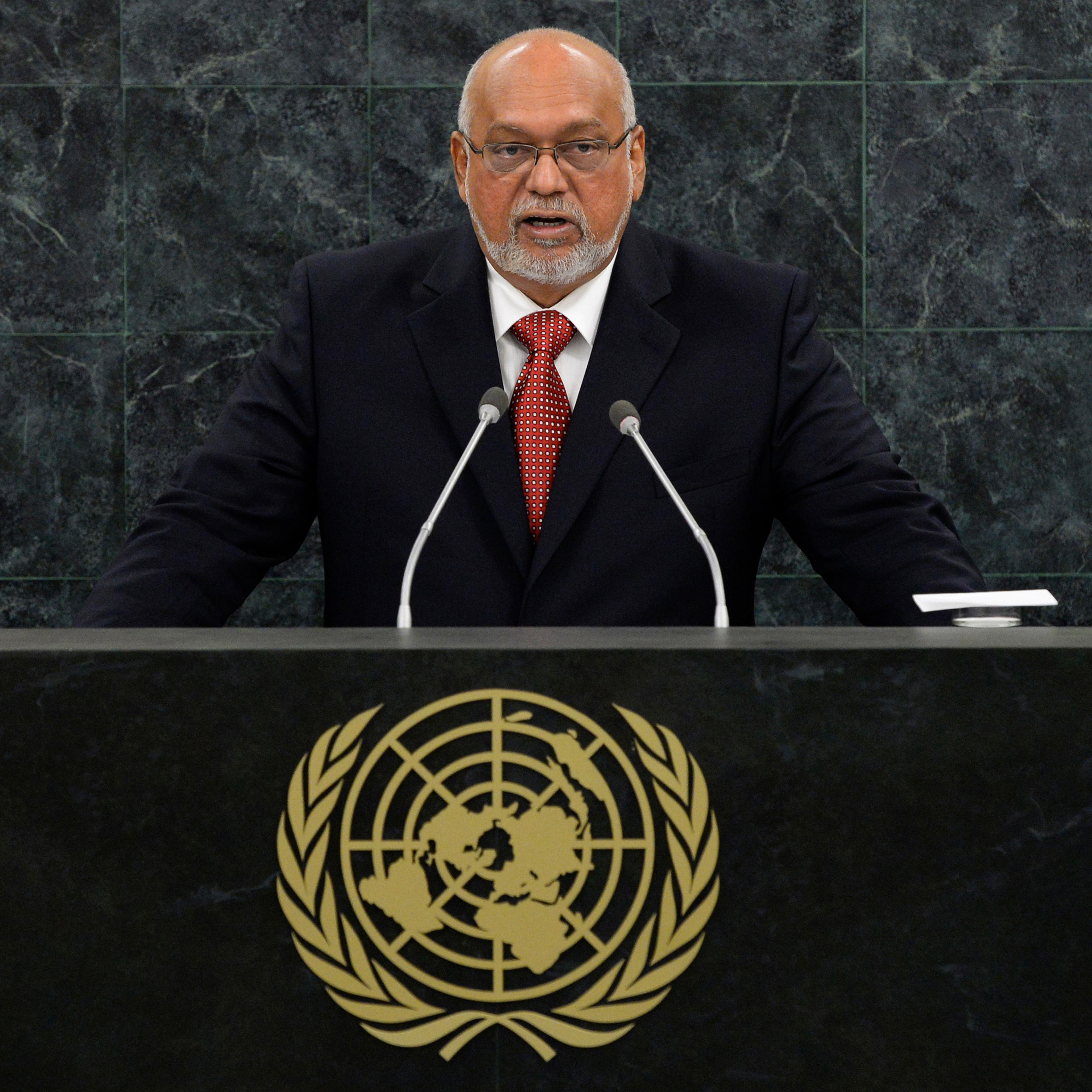 Donald Rabindranauth Ramotar, President of the Republic of Guyana, addresses the 68th United Nations General Assembly at U.N. headquarters in New York