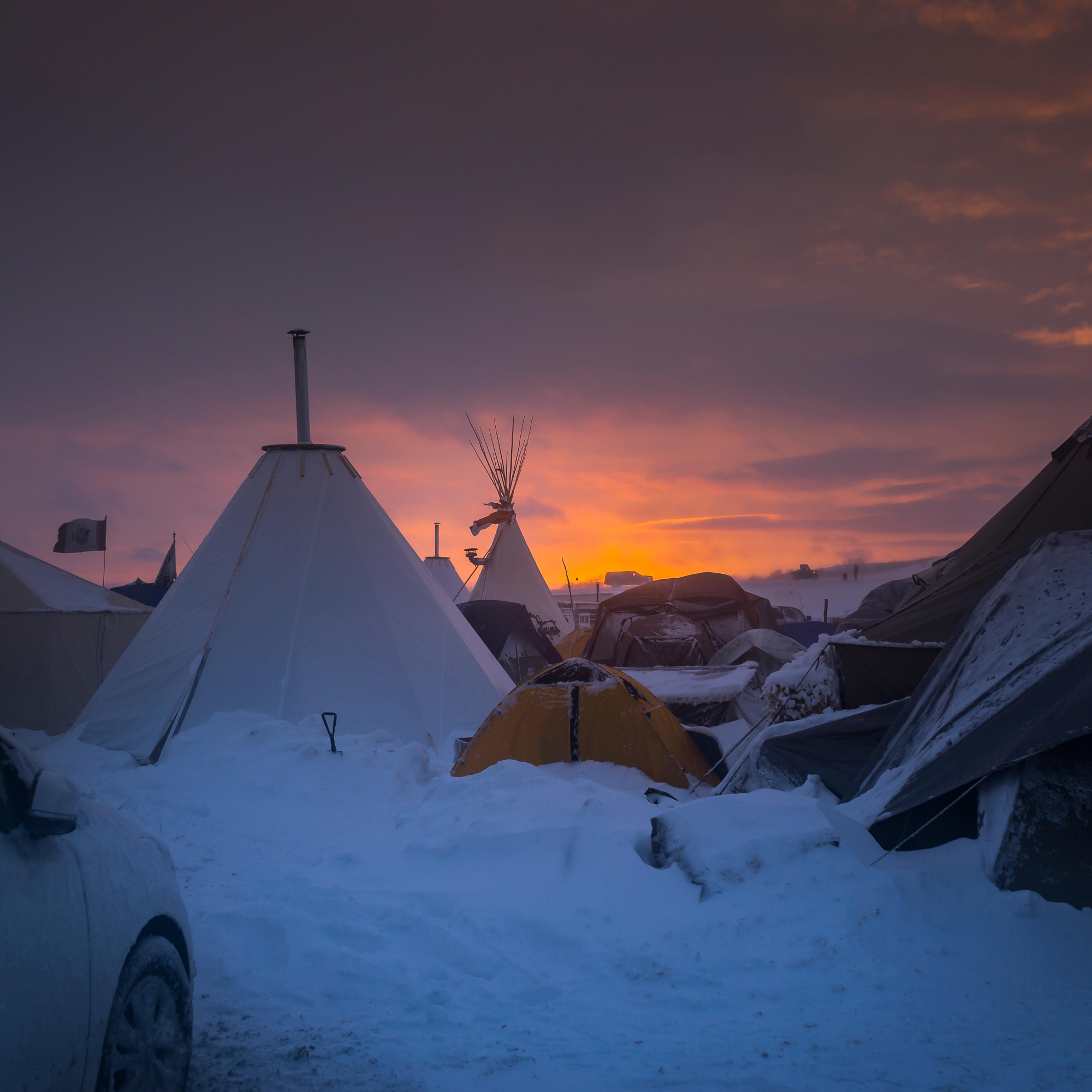 Winter has arrived in Standing Rock at the Oceti Sakowin