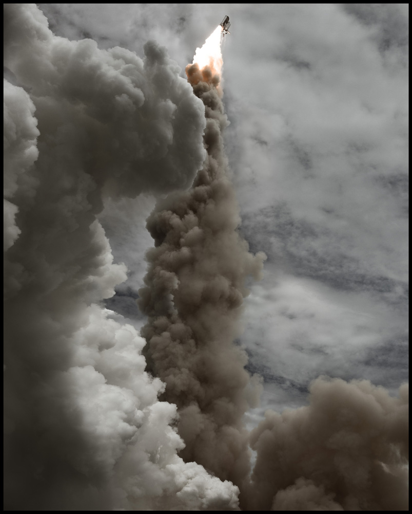 July 8th, 2011. As Atlantis gains altitude, she begins her roll program, a maneuver intended to align the shuttle on a proper heading to her intended orbit.