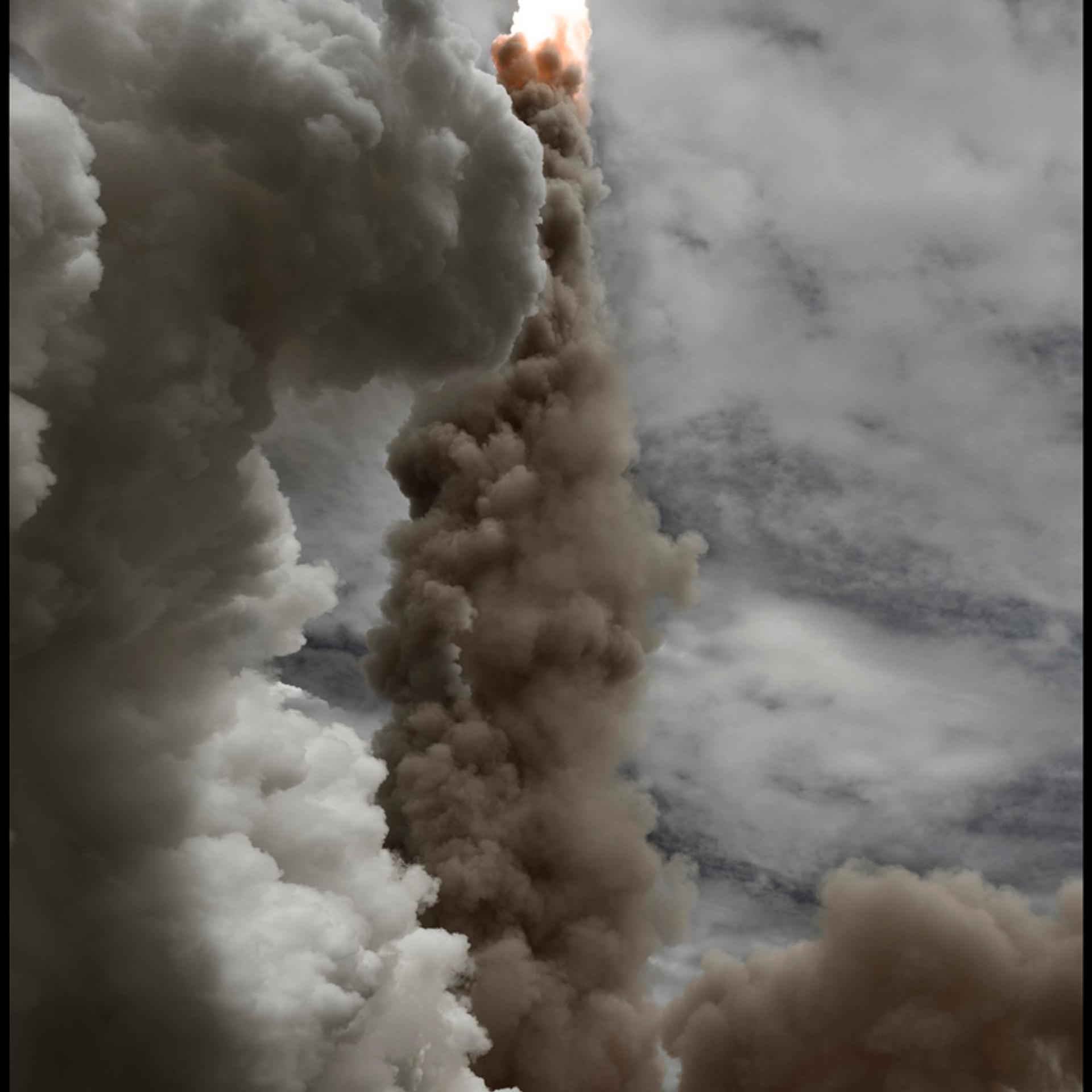 July 8th, 2011. As Atlantis gains altitude, she begins her roll program, a maneuver intended to align the shuttle on a proper heading to her intended orbit.