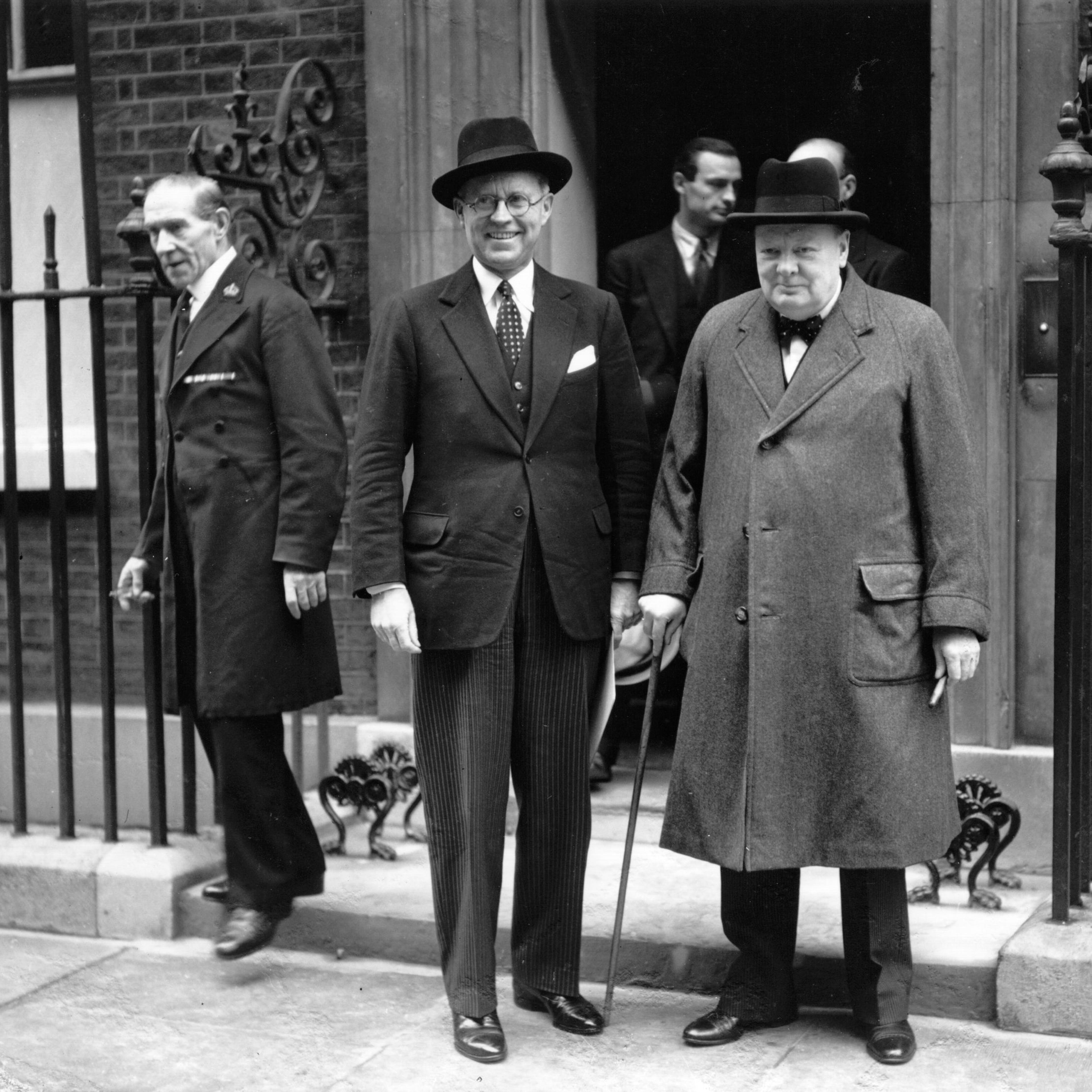 American Ambassador to Britain Joseph Kennedy with the English statesman Winston Churchill outside Downing Street, London.
