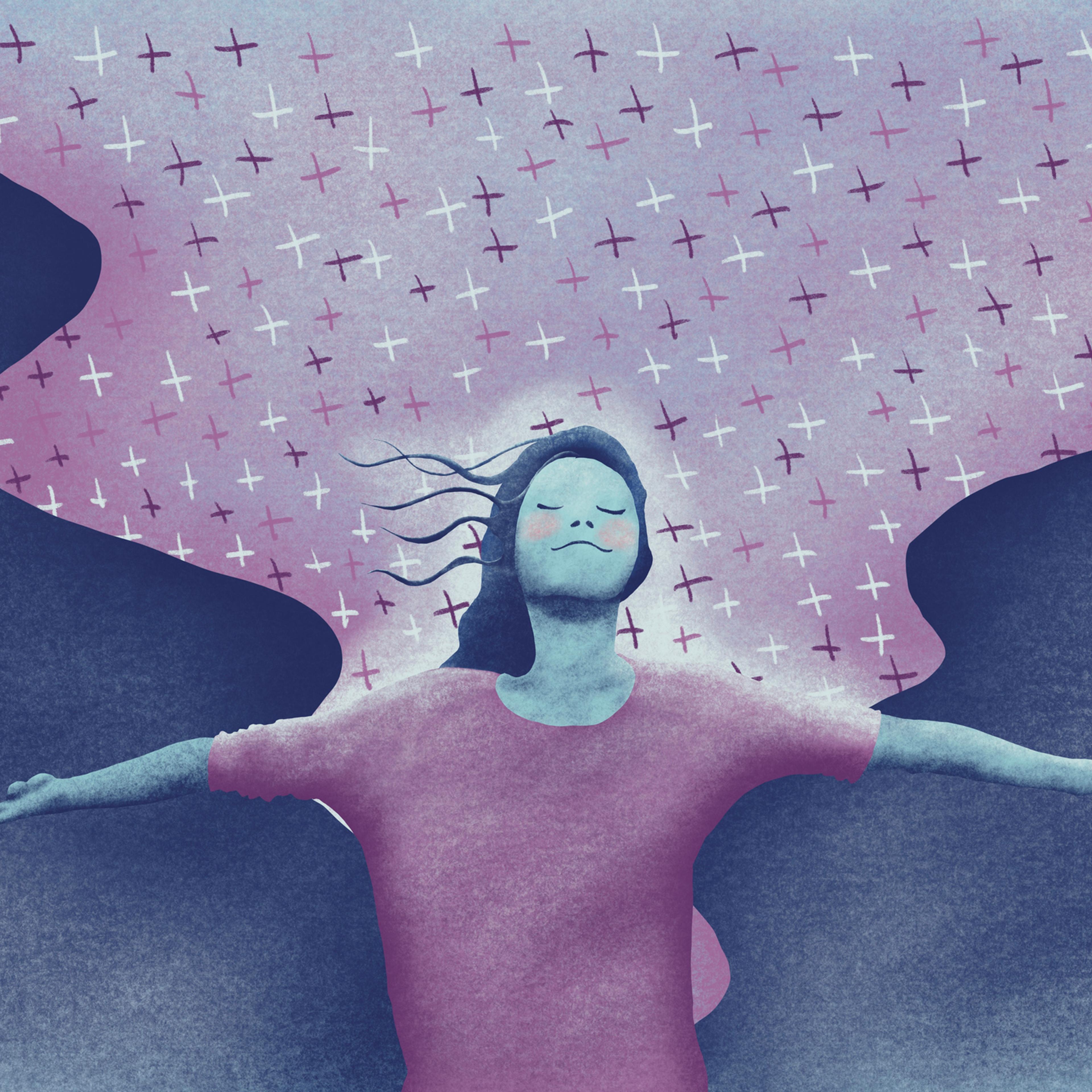 illustration of a woman representing positive mental health