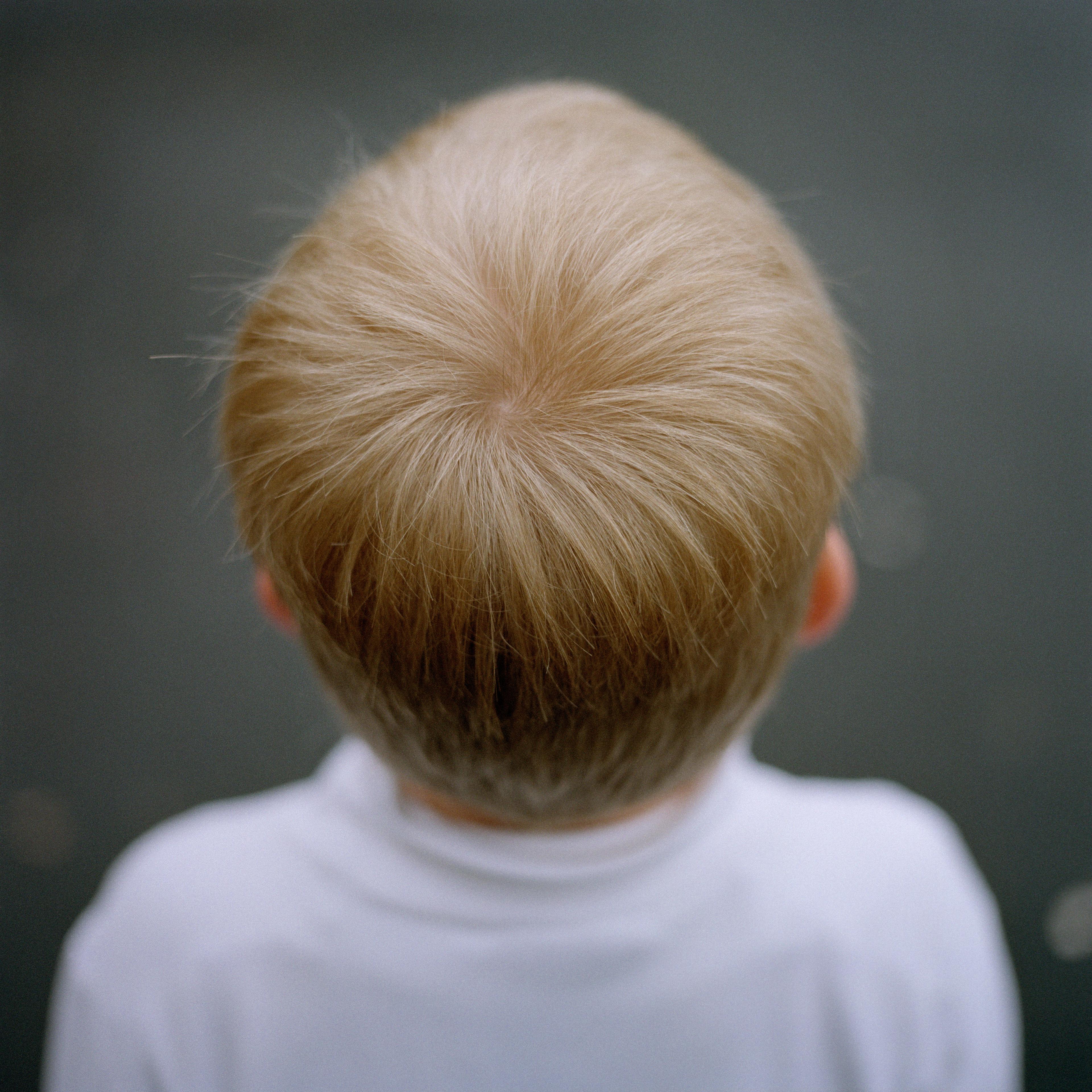 Boy (7-9), rear view, close-up