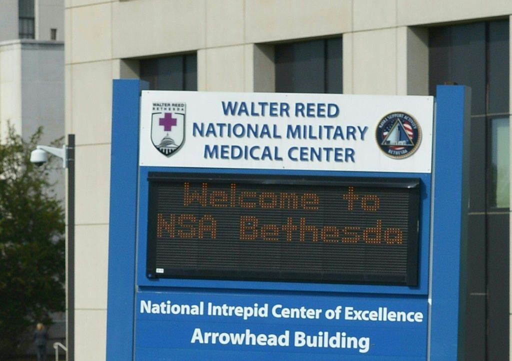 A welcome sign at Walter Reed National Military Medical Center