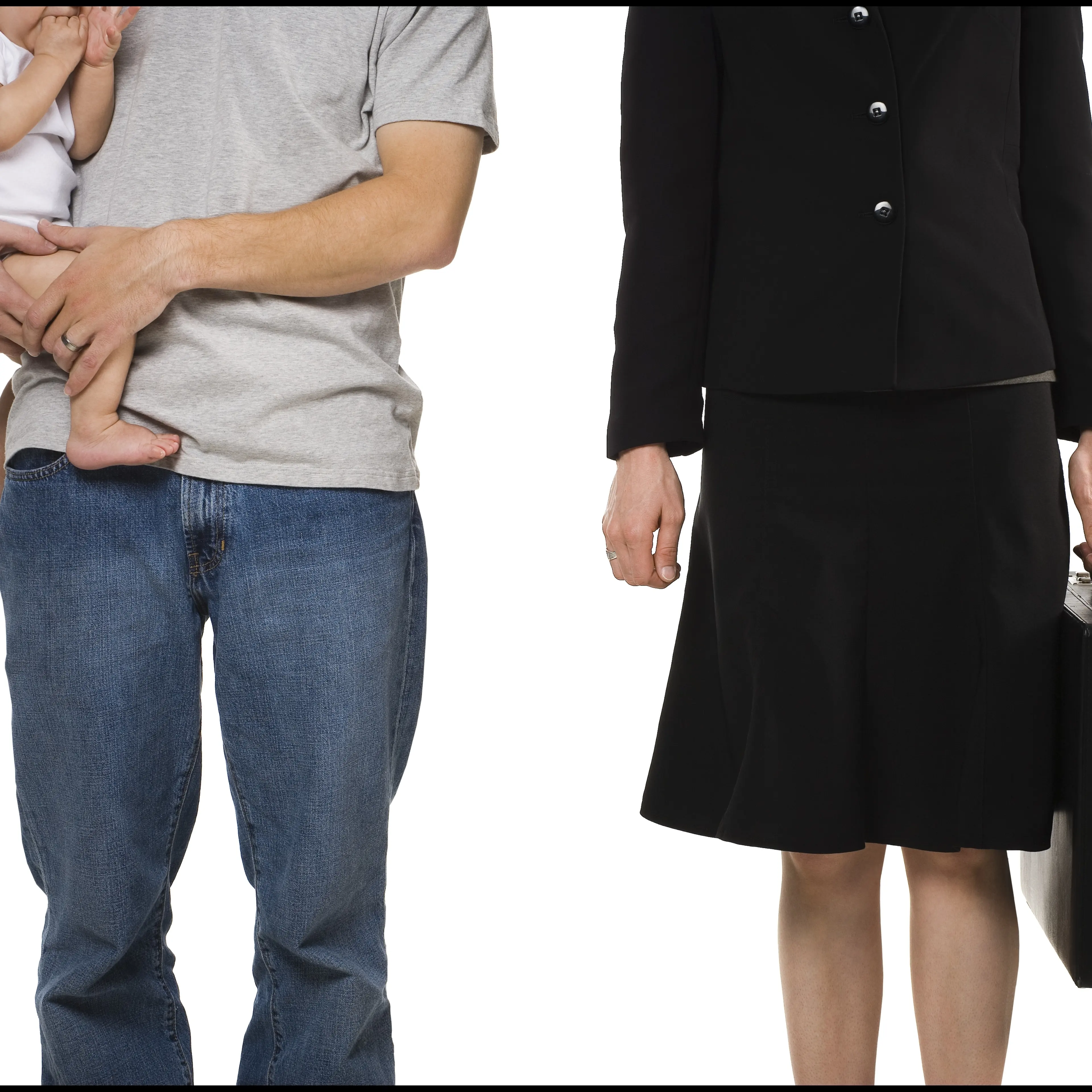 House husband with baby and working mother