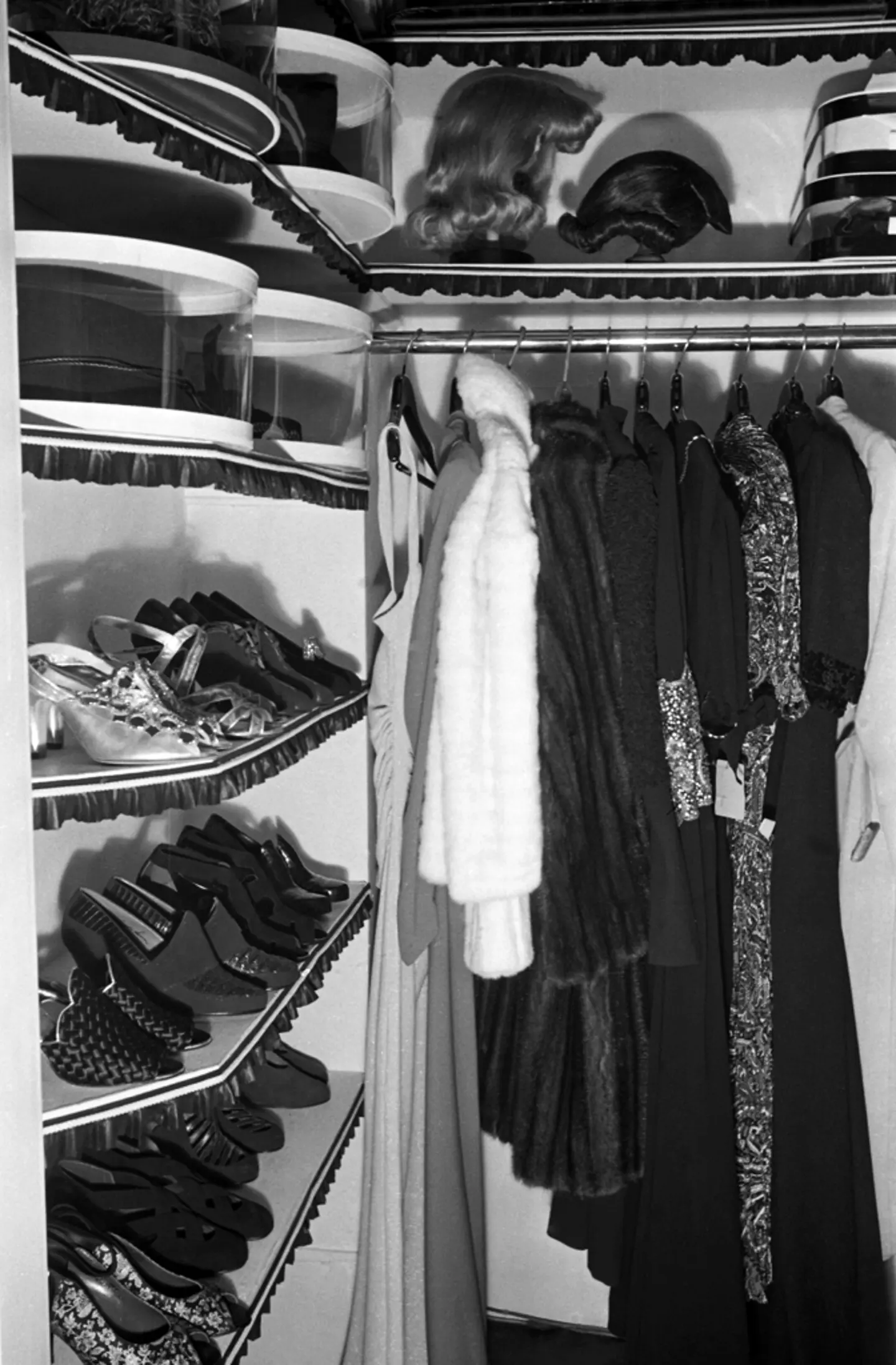 Cynthia the mannequin's closet, 1937.