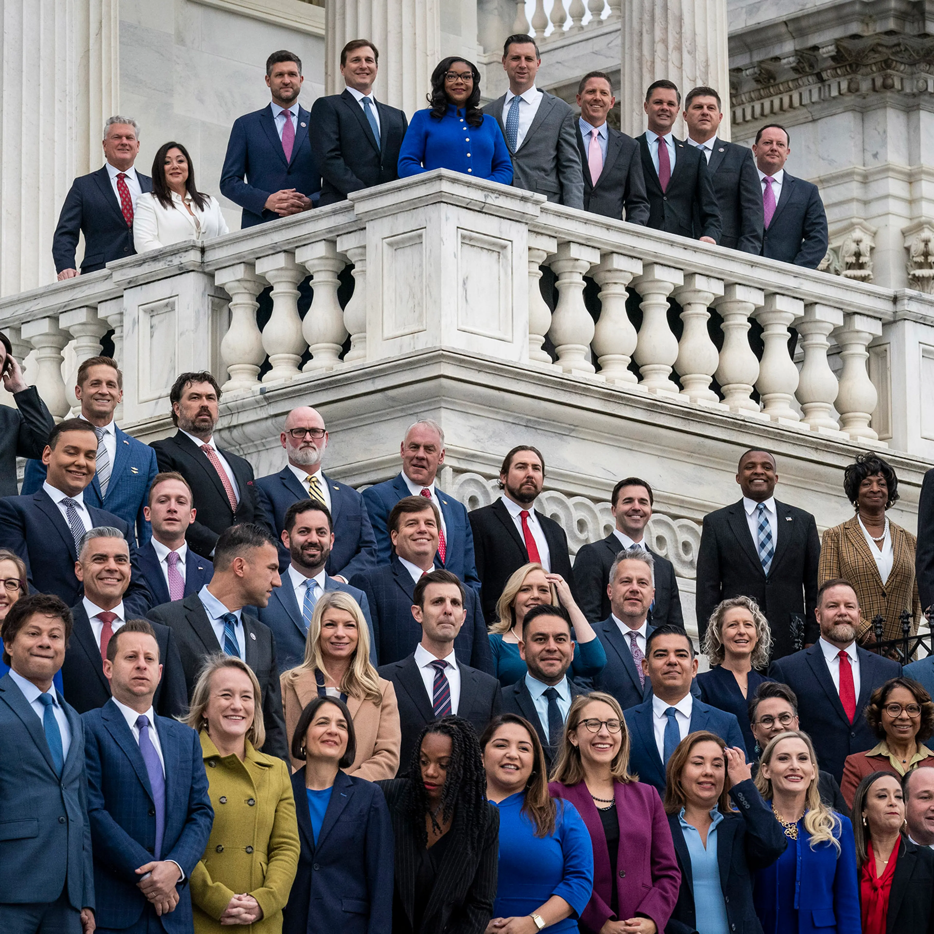 Newly-elected members of the 118th Congress pose for a class photo on Capitol Hill in Washington, D.C., on Nov. 15, 2022.