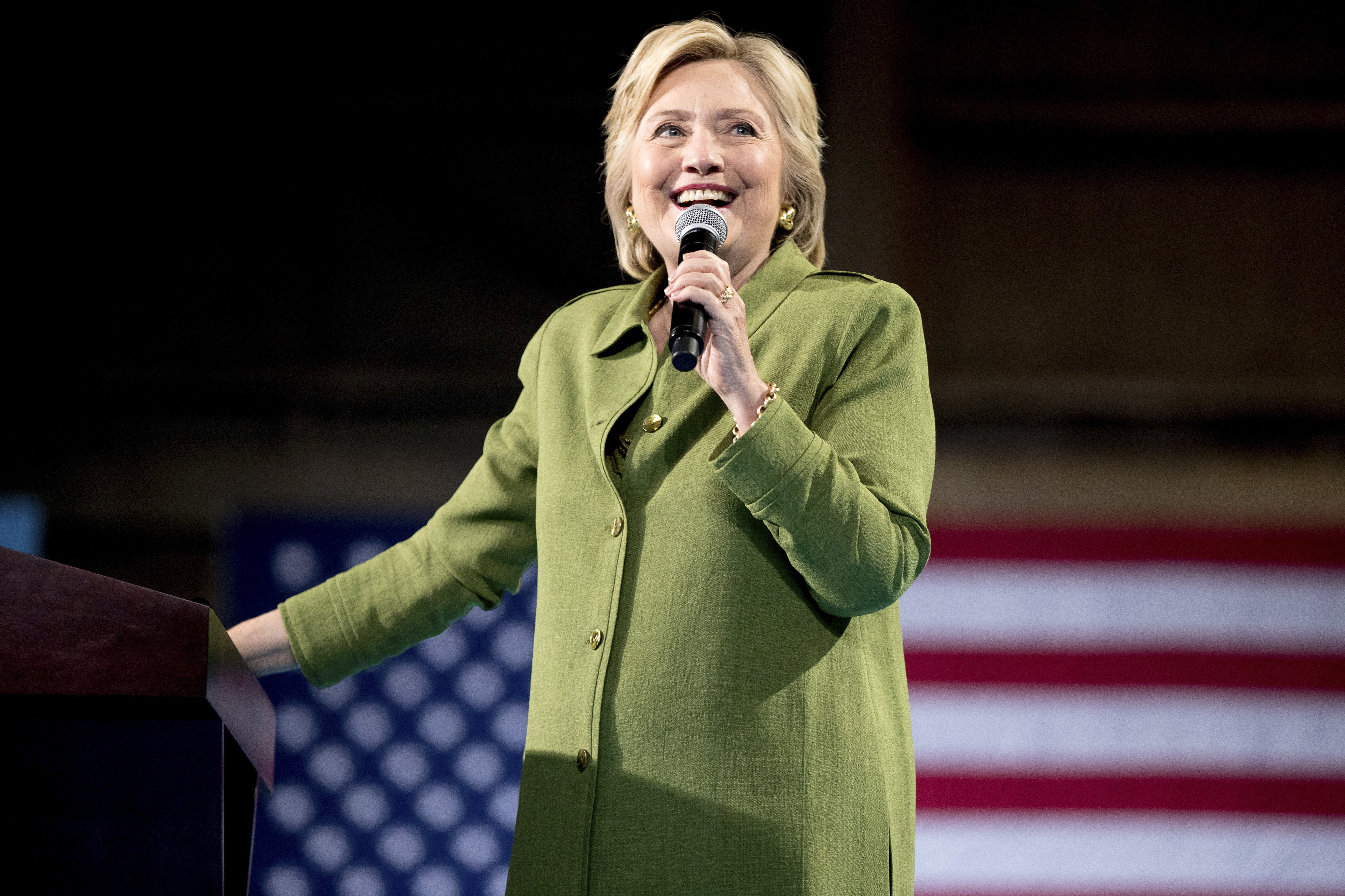 Democratic presidential candidate Hillary Clinton speaks at a rally in Entertainment Hall at the Florida State Fairgrounds in Tampa on July 22, 2016.