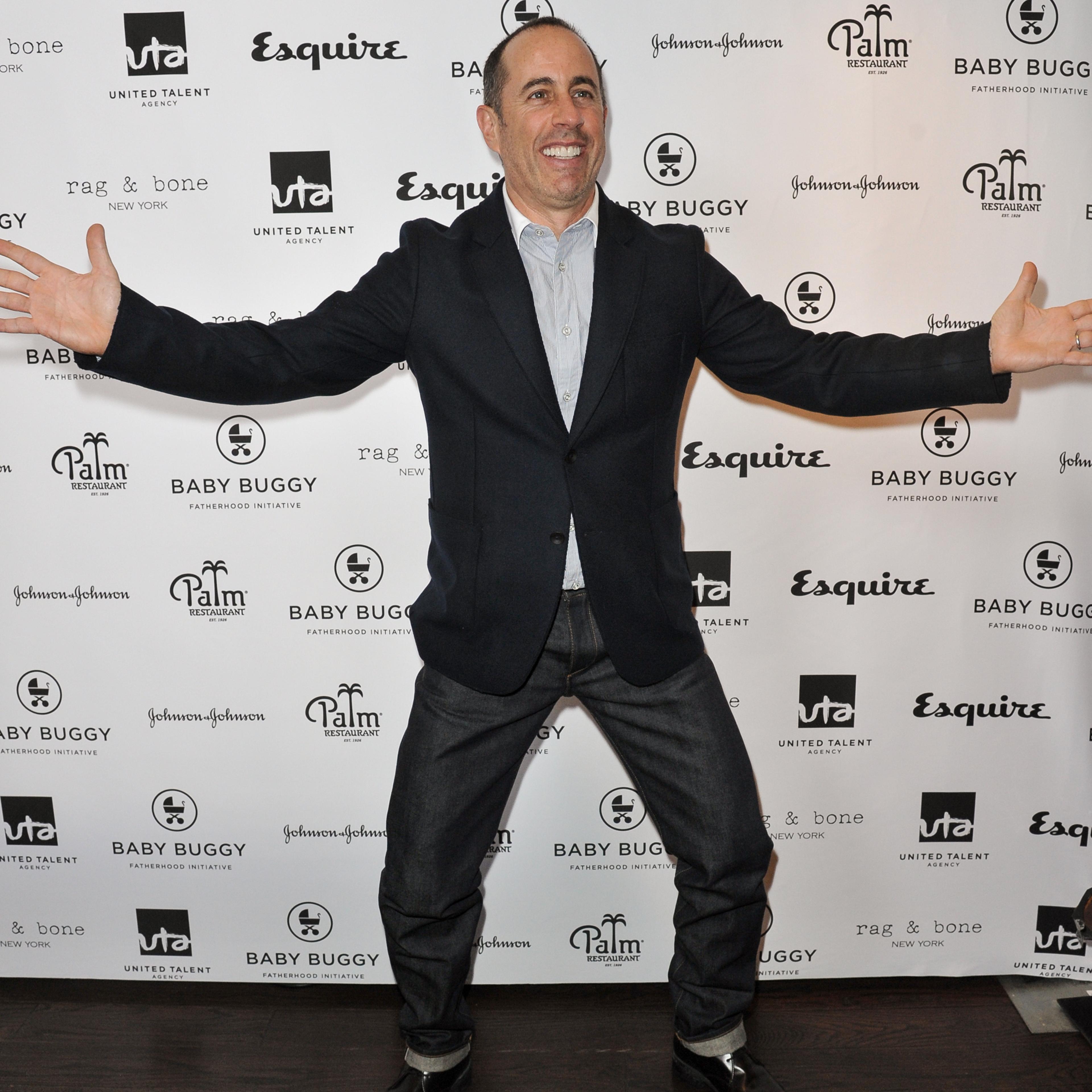 Jerry Seinfeld attends the Inaugural Los Angeles Baby Buggy Fatherhood Lunch at Palm Restaurant on Wednesday, March 4, 2015, in Beverly Hills, Calif.