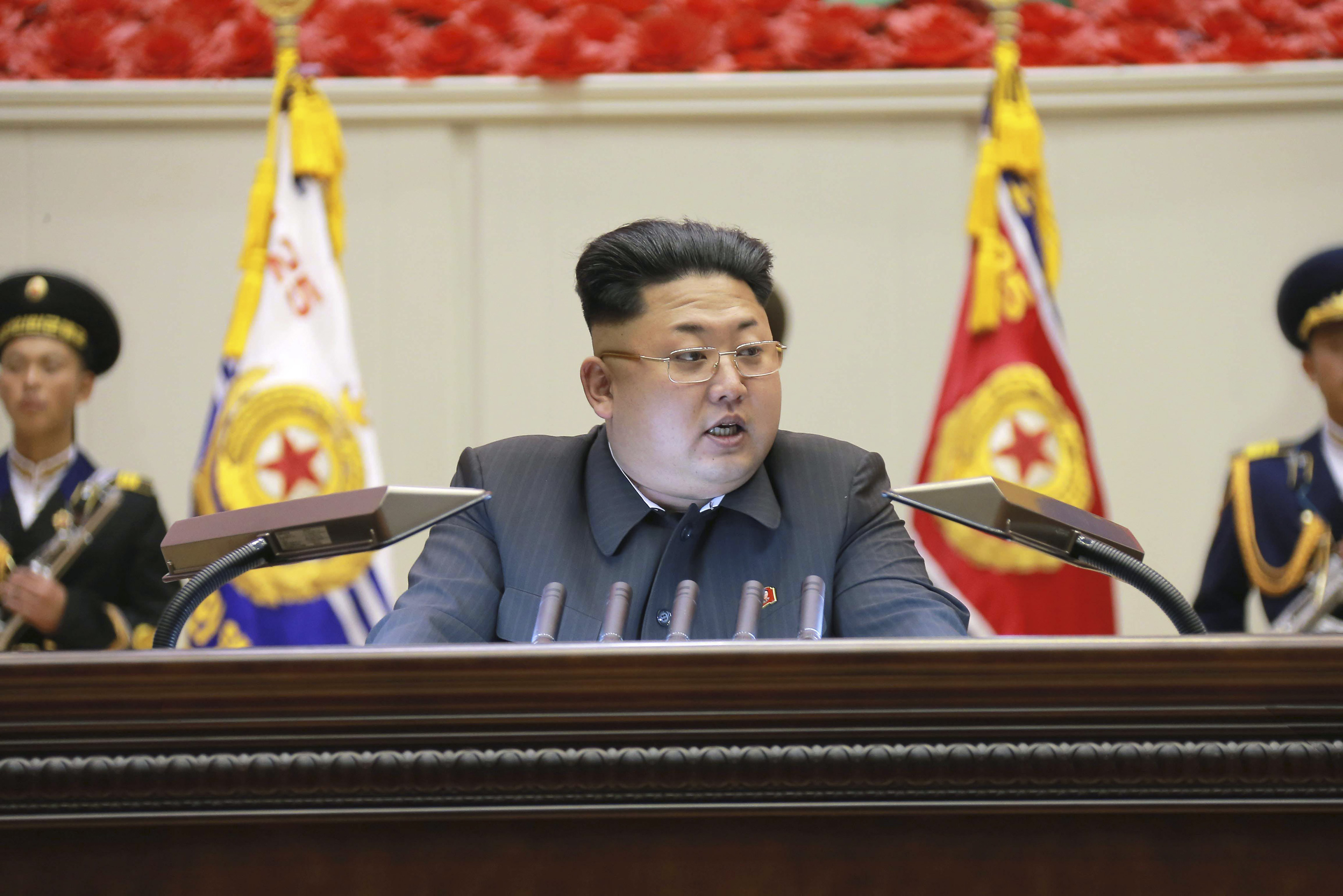North Korea's leader Kim attends a meeting of KPA battalion commanders and political instructors in this undated photo released by KCNA in Pyongyang
