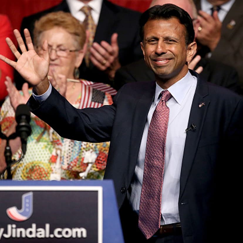 Louisiana Governor Bobby Jindal announces his candidacy for the 2016 Presidential nomination during a rally a he Pontchartrain Center on June 24, 2015 in Kenner, Louisiana.