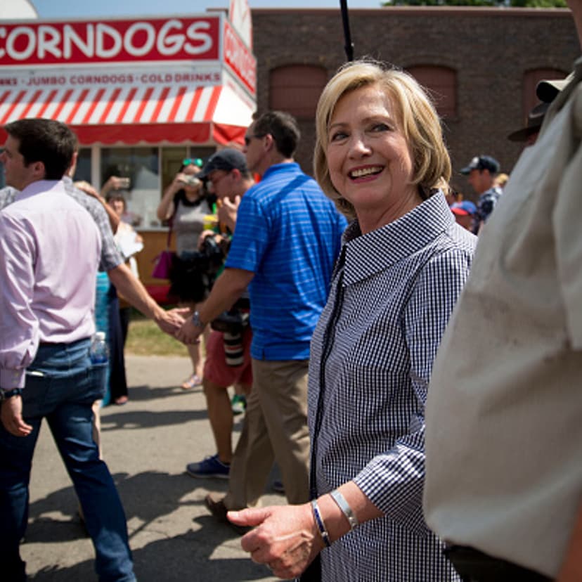 Hillary Clinton, former U.S. secretary of state and 2016 Democratic presidential candidate, walks through the Iowa State Fair in Des Moines, Iowa, U.S., on Saturday, Aug. 15, 2015.