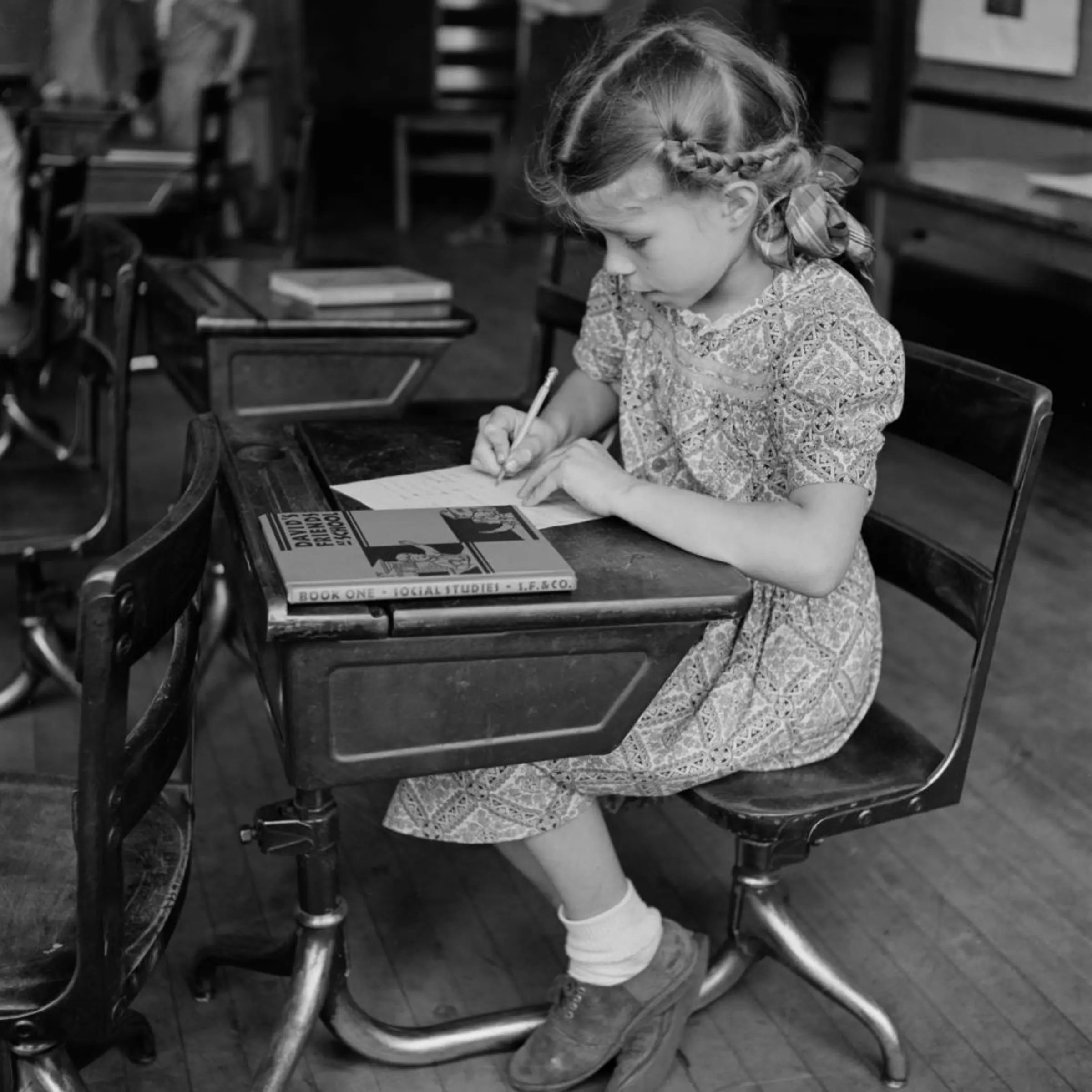 Young Girl Studying in Class, Southington, Connecticut, May 1942