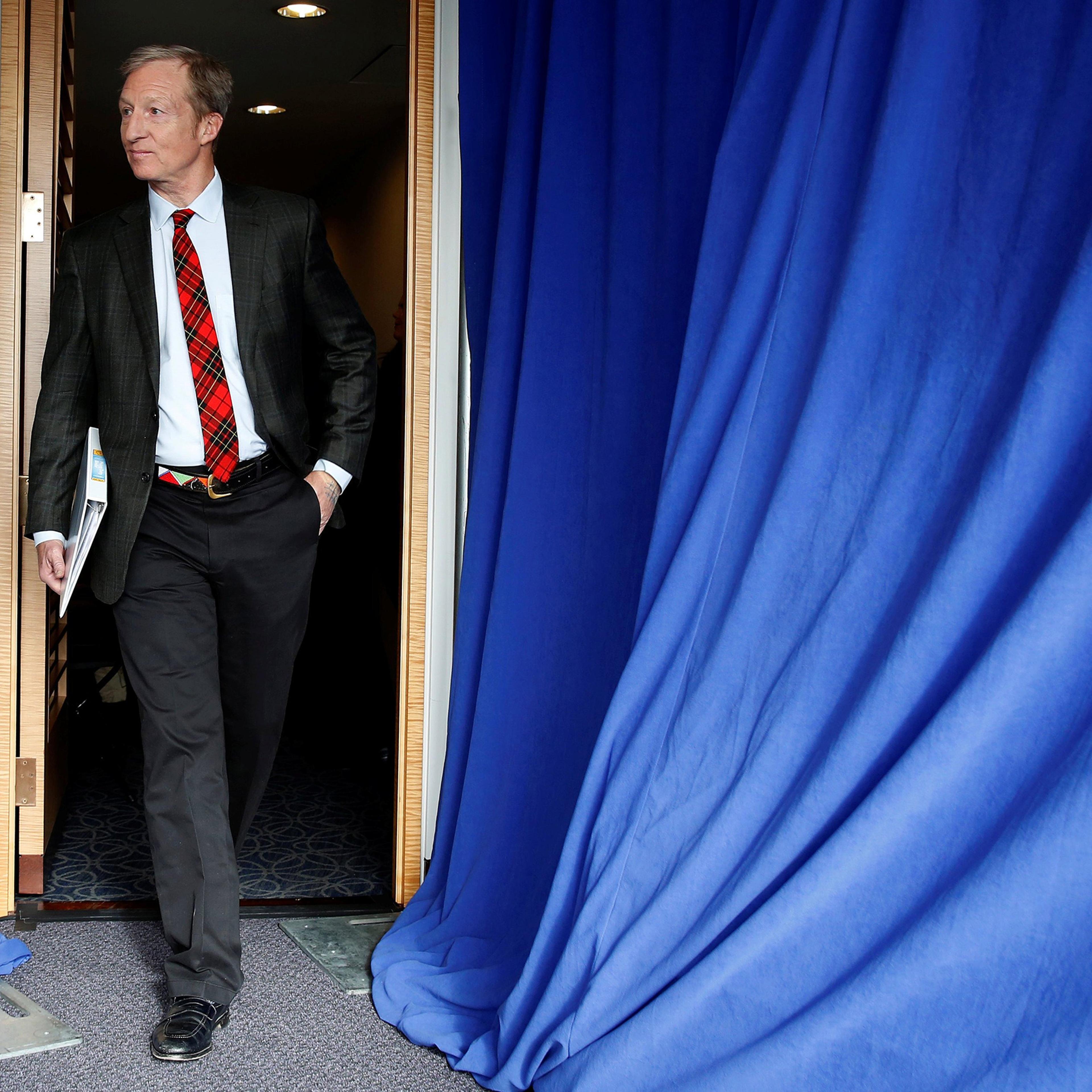 Steyer holds a news conference to announce plans for his political future in Washington