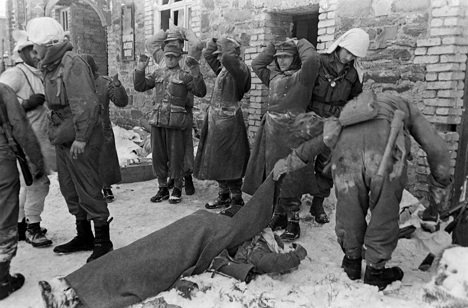 Germans surrender during the Battle of the Bulge.