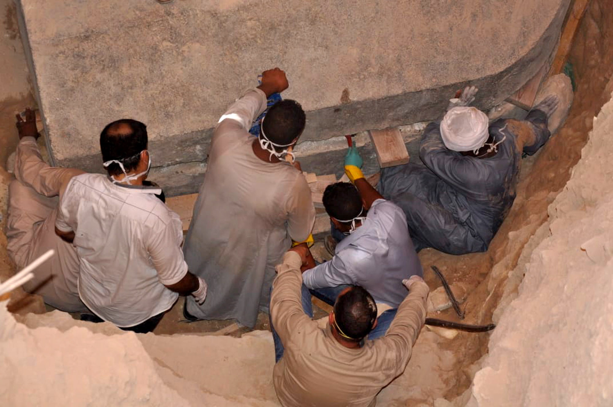 Opening of ancient sarcophagus in Alexandria