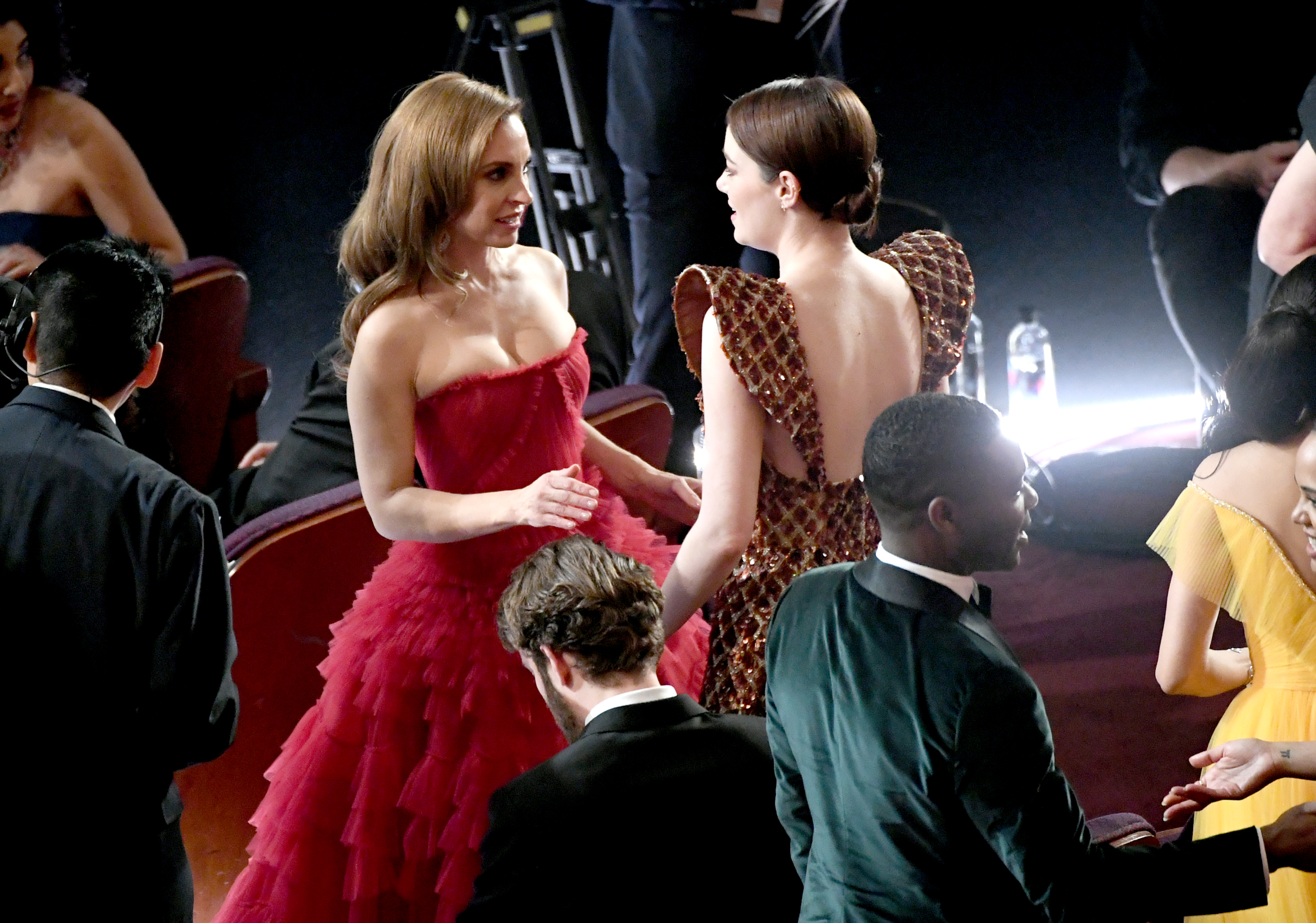 Marina de Tavira and Emma Stone attend the 91st Annual Academy Awards