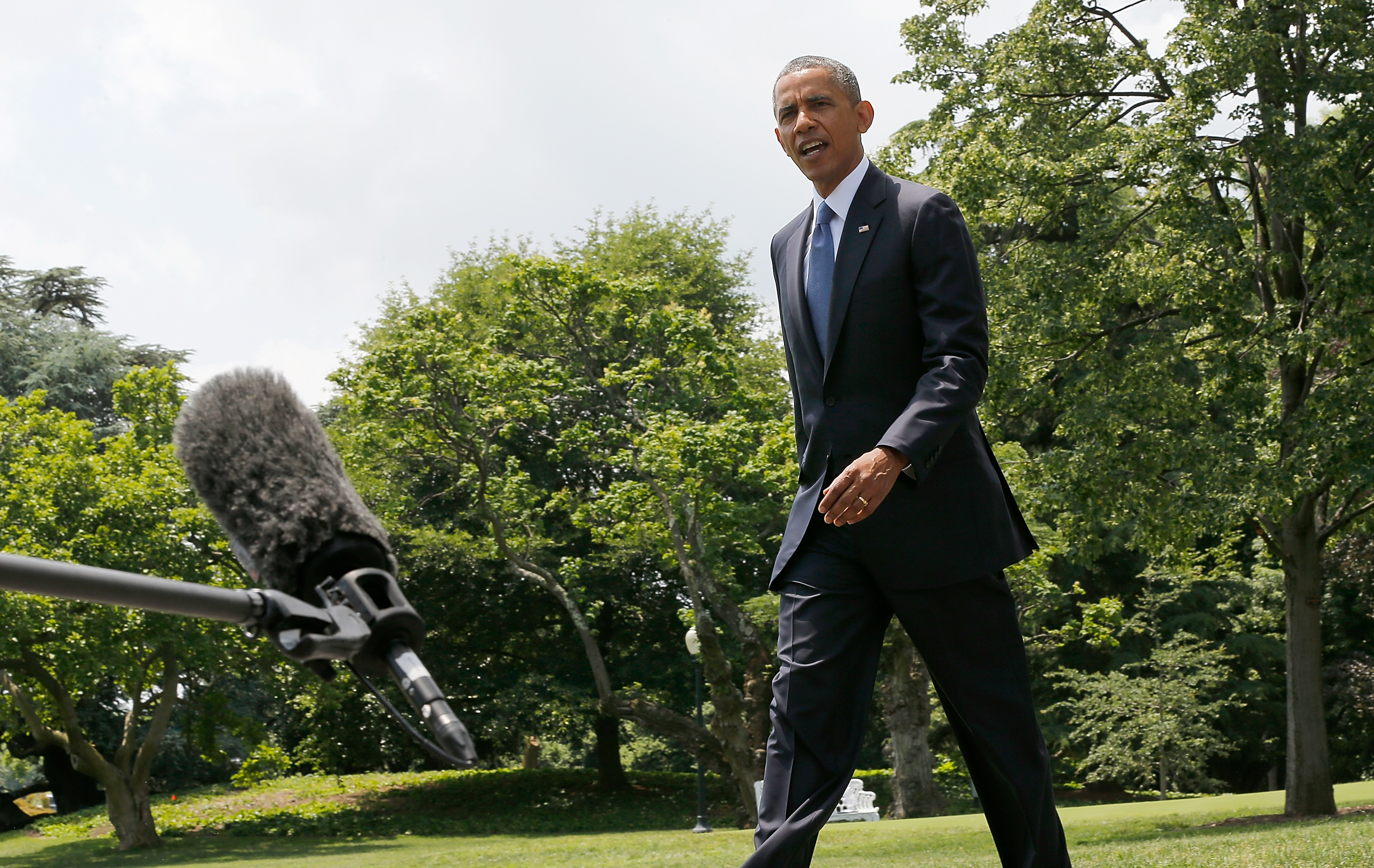 U.S. President Barack Obama on the south lawn of the White House in Washington, DC on June 13, 2014.