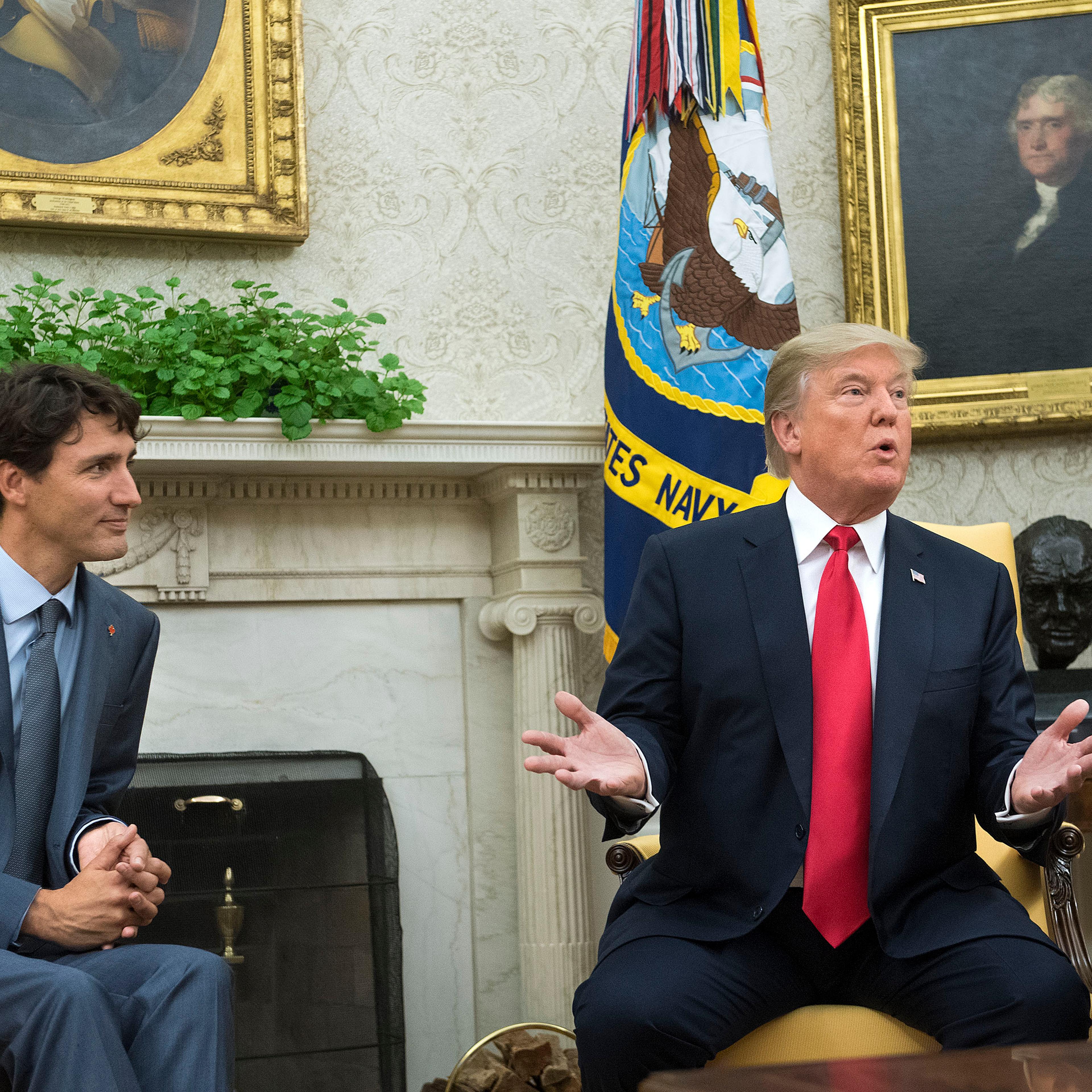 President Trump And First Lady Welcome Canadian Prime Minister Justin Trudeau And His Wife Gregoire To The White House