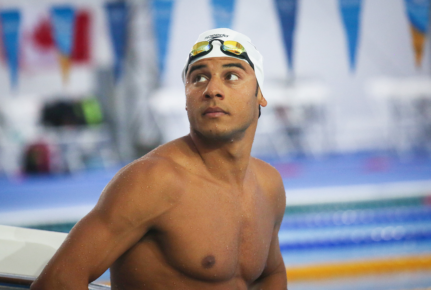 Rami Anis, a Syrian refugee swimmer on the Olympic refugee team, trains at the Olympic Aquatics Stadium ahead of the opening ceremonies in Rio de Janeiro on July 28, 2016.