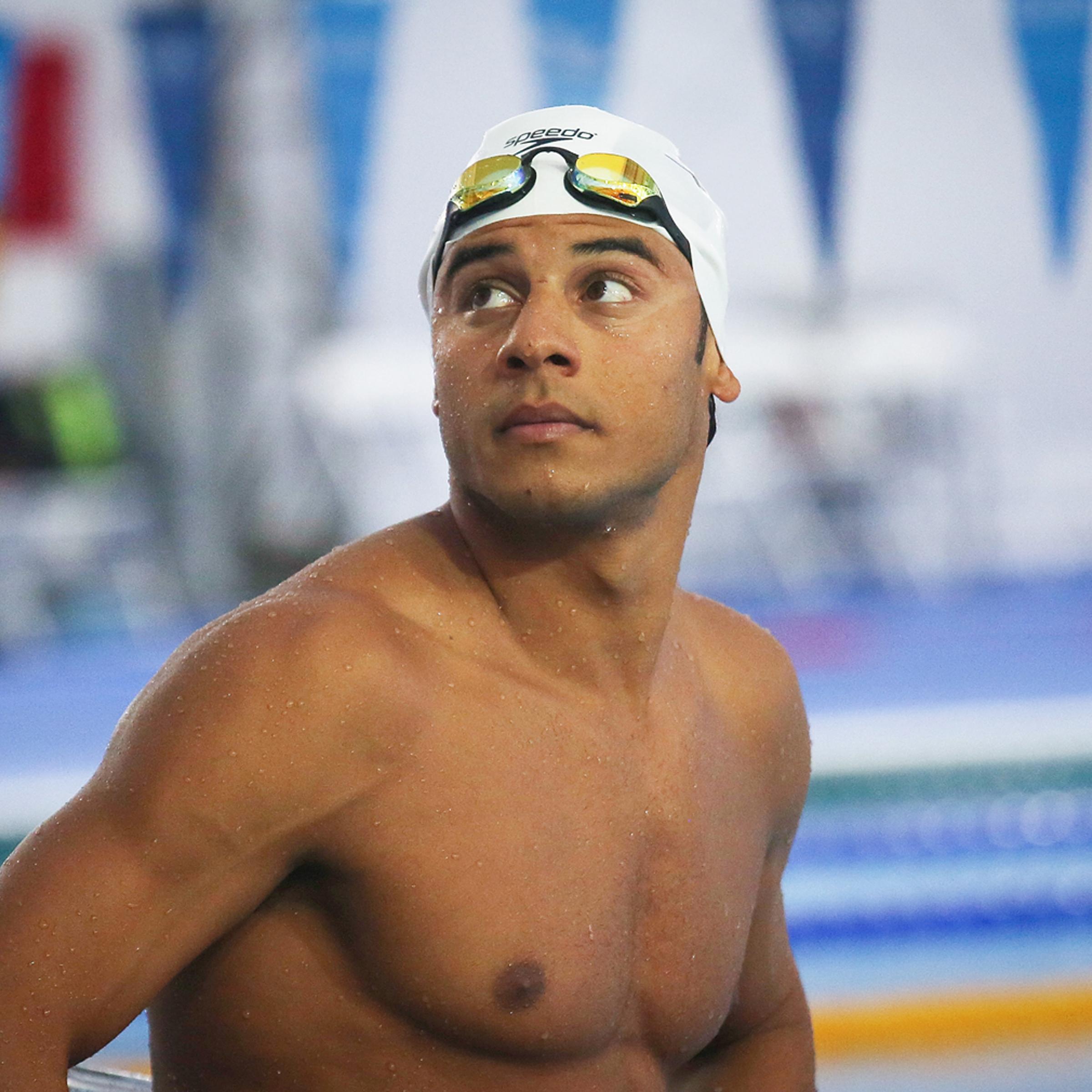 Rami Anis, a Syrian refugee swimmer on the Olympic refugee team, trains at the Olympic Aquatics Stadium ahead of the opening ceremonies in Rio de Janeiro on July 28, 2016.