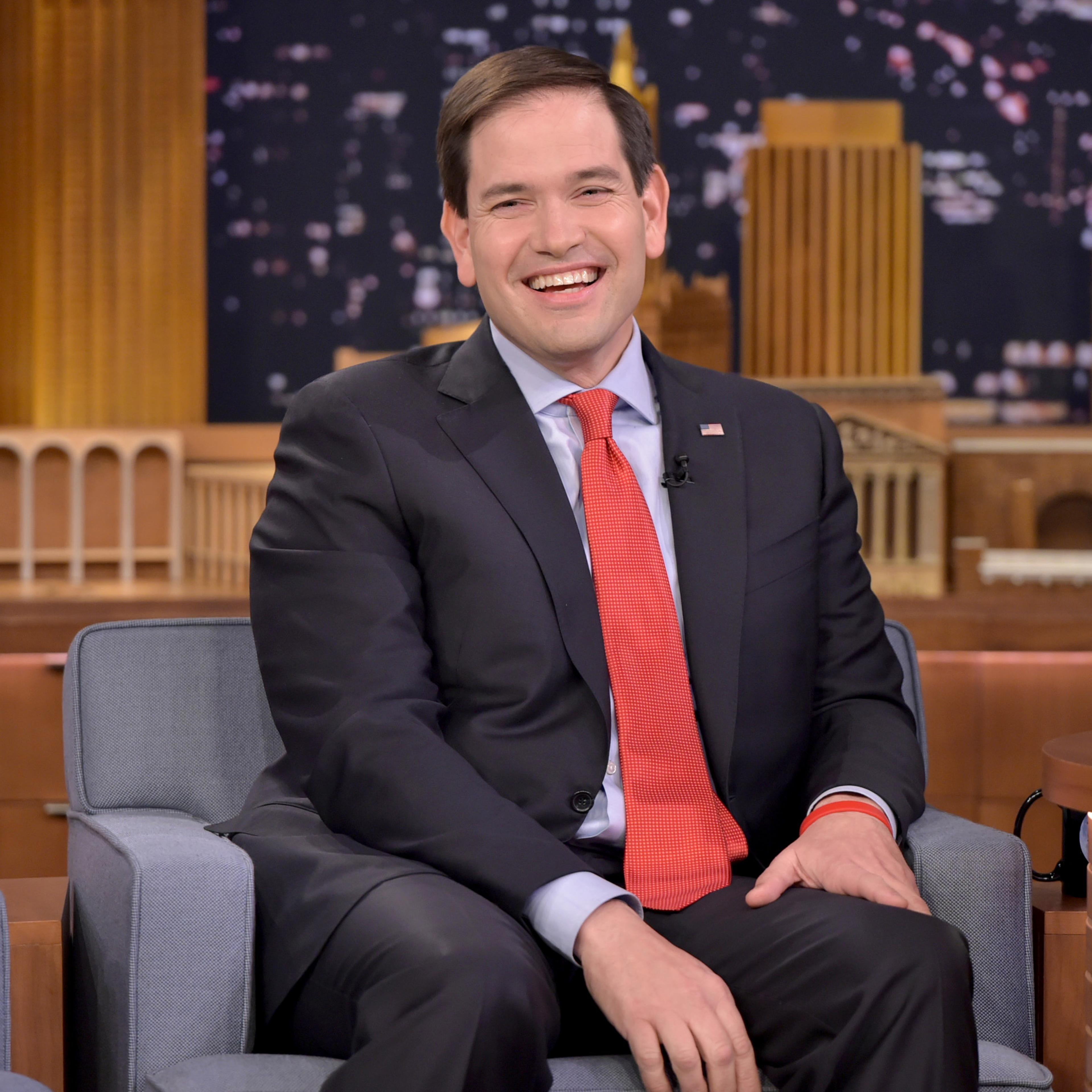 THE TONIGHT SHOW STARRING JIMMY FALLON -- Episode 0405 -- Pictured: Senator Marco Rubio on January 21, 2016 -- (Photo by: Theo Wargo/NBC/NBCU Photo Bank)