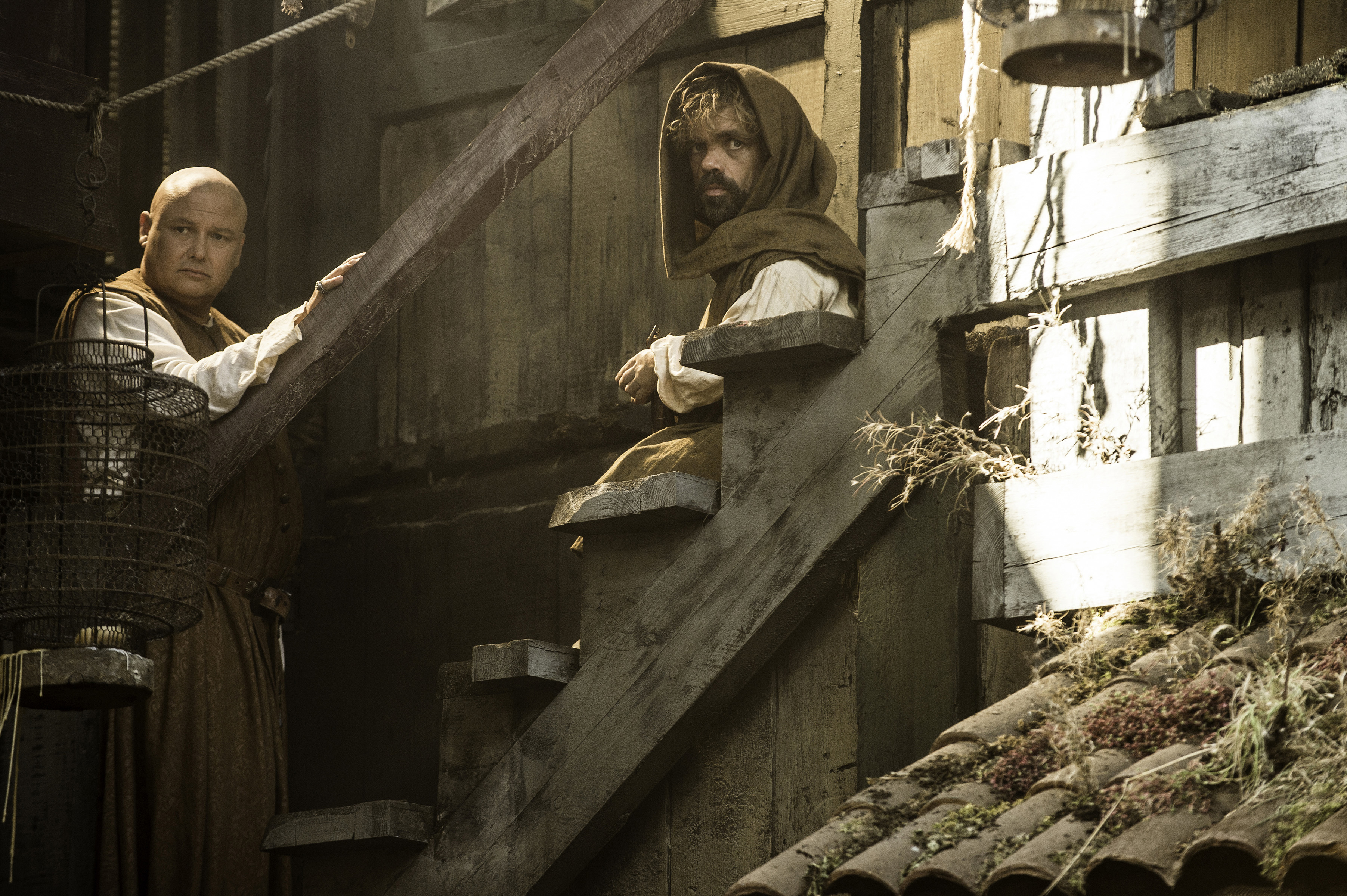 Conleth Hill and Peter Dinklage in Season 5 of Game of Thrones.