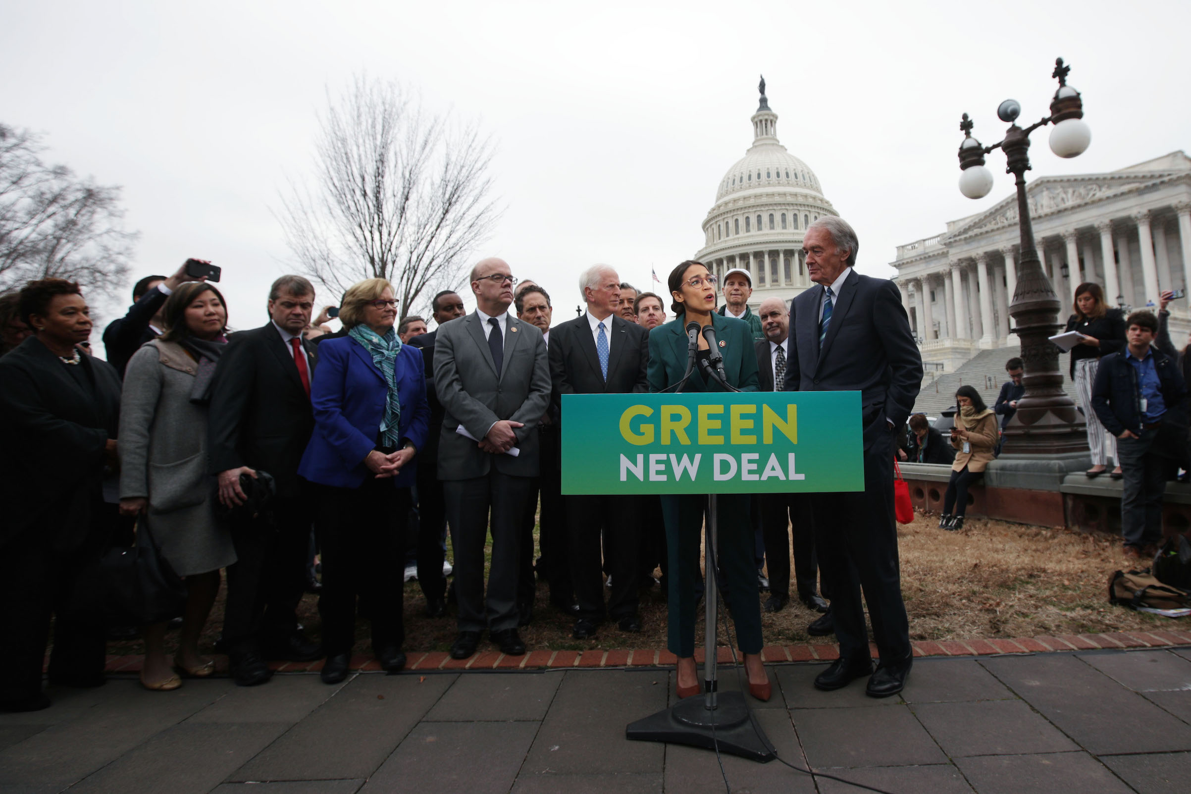 Democratic Lawmakers Rep. Alexandria Ocasio-Cortez And Sen. Ed Markey Unveil Their Green New Deal Resolution