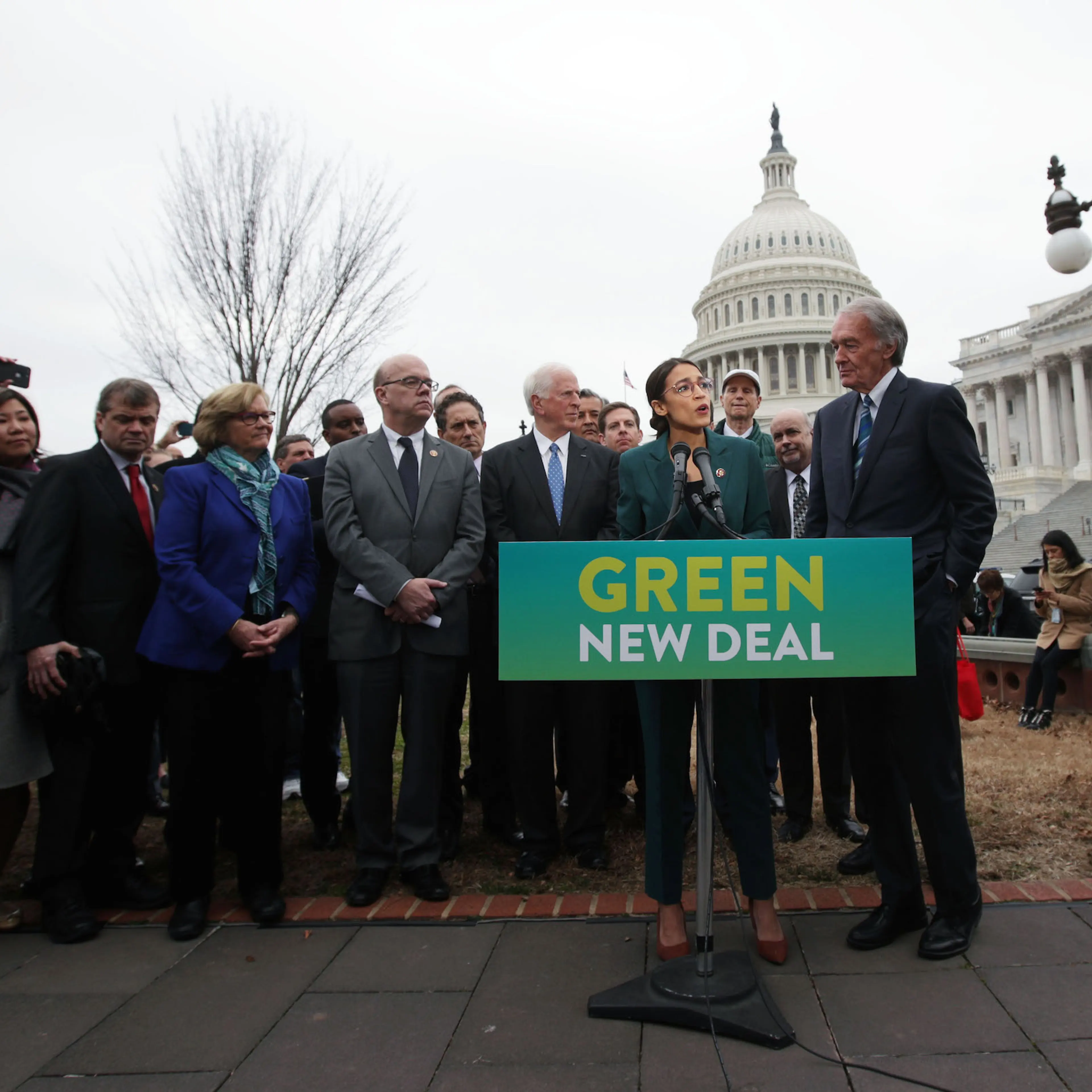 Democratic Lawmakers Rep. Alexandria Ocasio-Cortez And Sen. Ed Markey Unveil Their Green New Deal Resolution