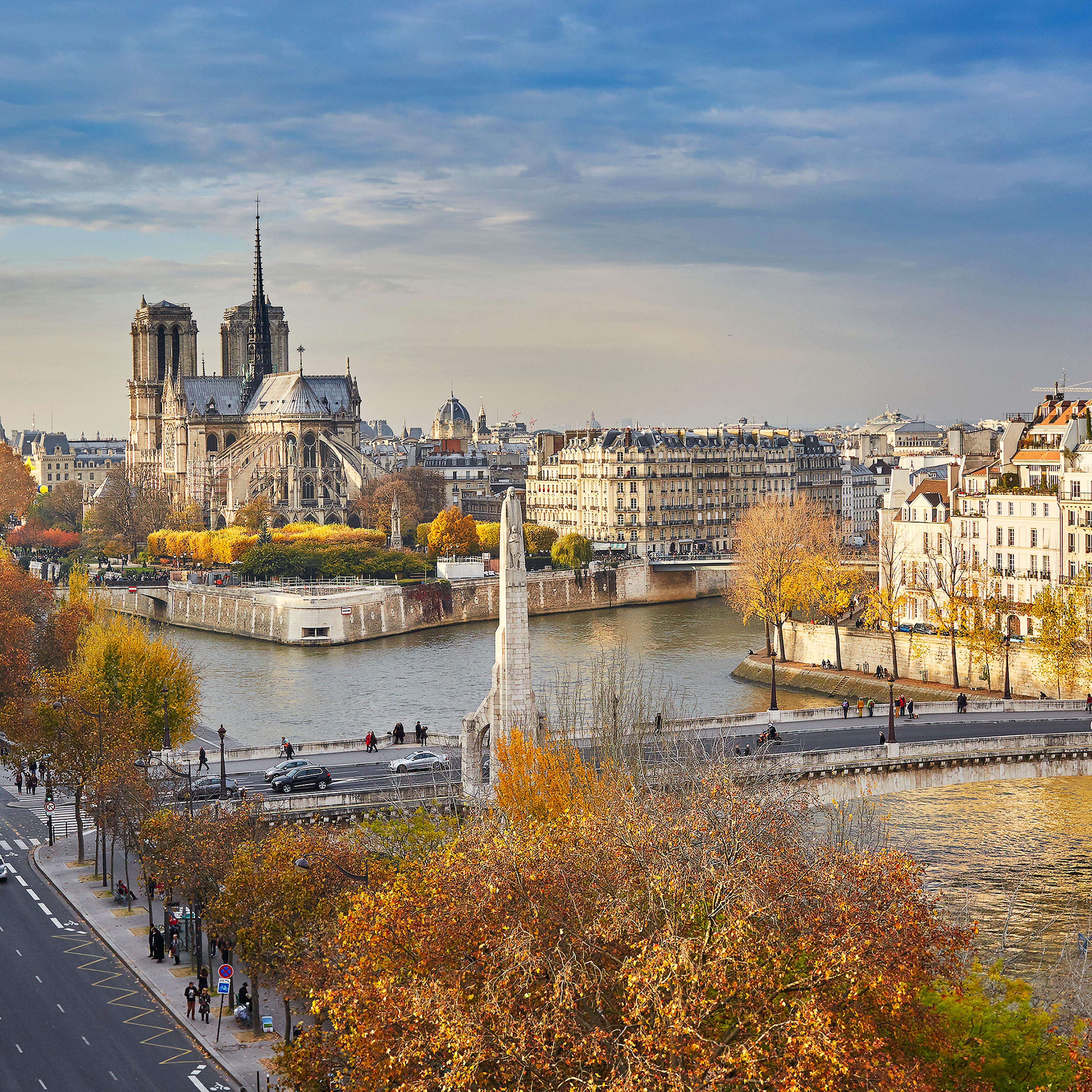 Notre-Dame de Paris on a bright fall day