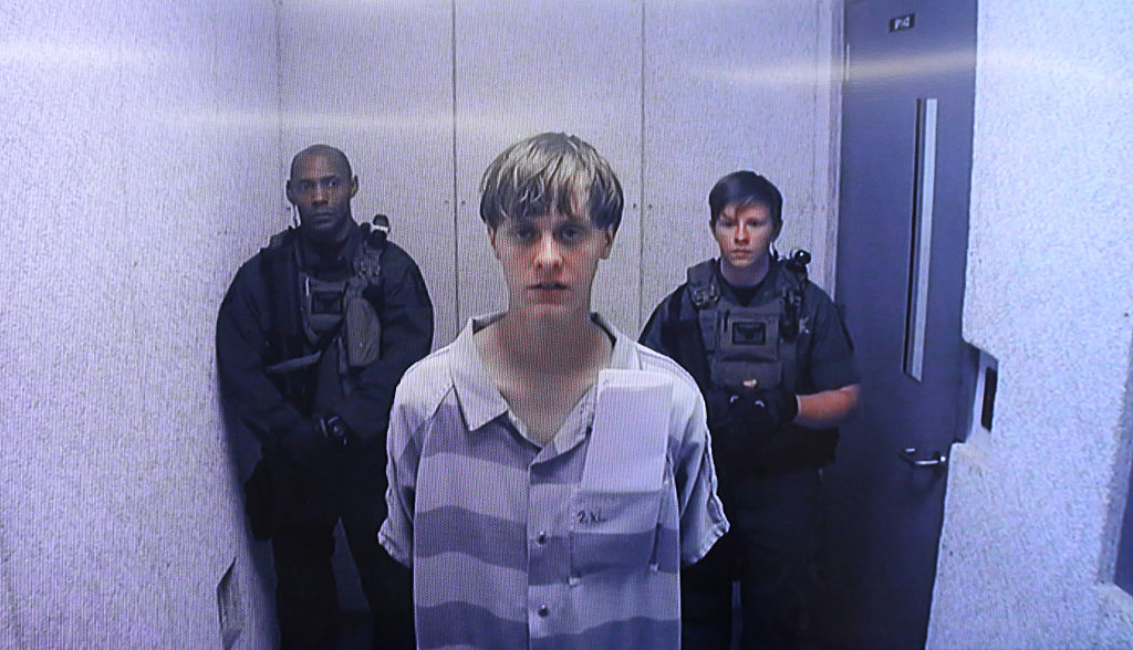 Dylann Roof appears at Centralized Bond Hearing Court on June 19, 2015 in North Charleston, South Carolina.